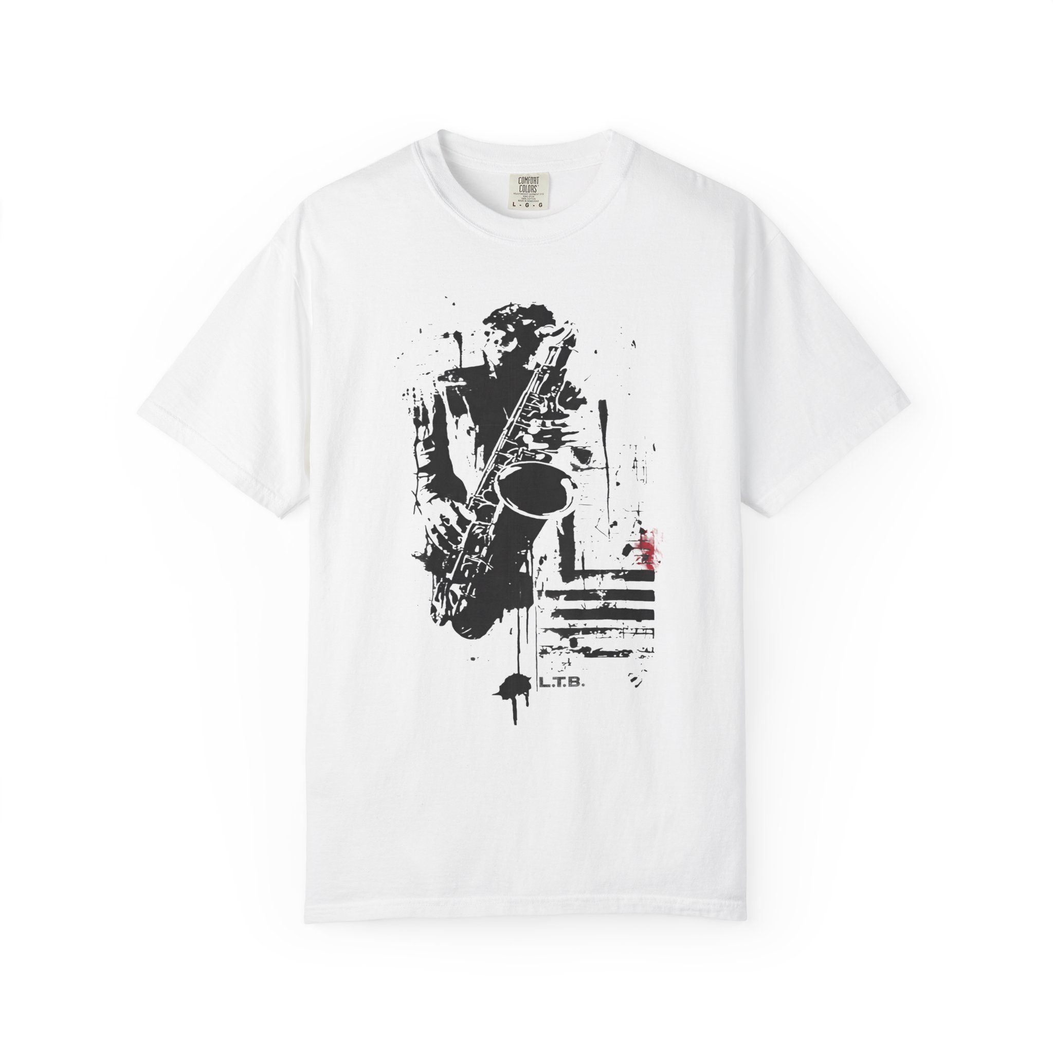 Abstract Jazz Saxophone Music T-Shirt — Expressive Sax Graphic Tee