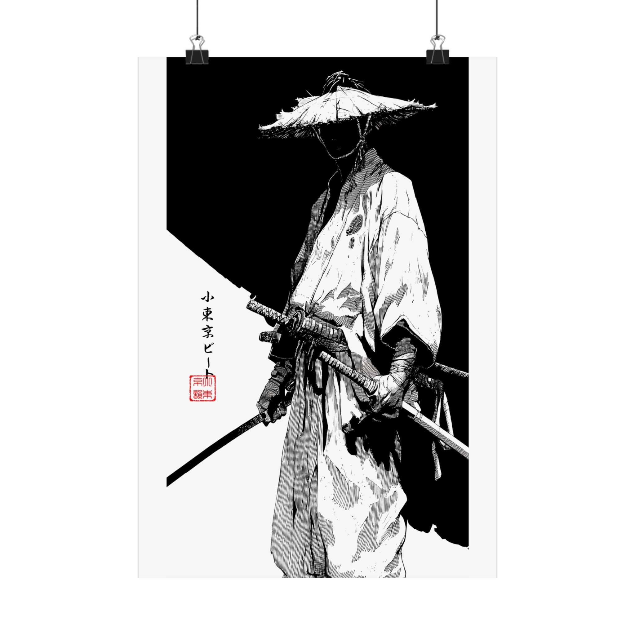 Samurai Warrior Matte Poster — Monochrome Japanese Sword Art Print - Image 3