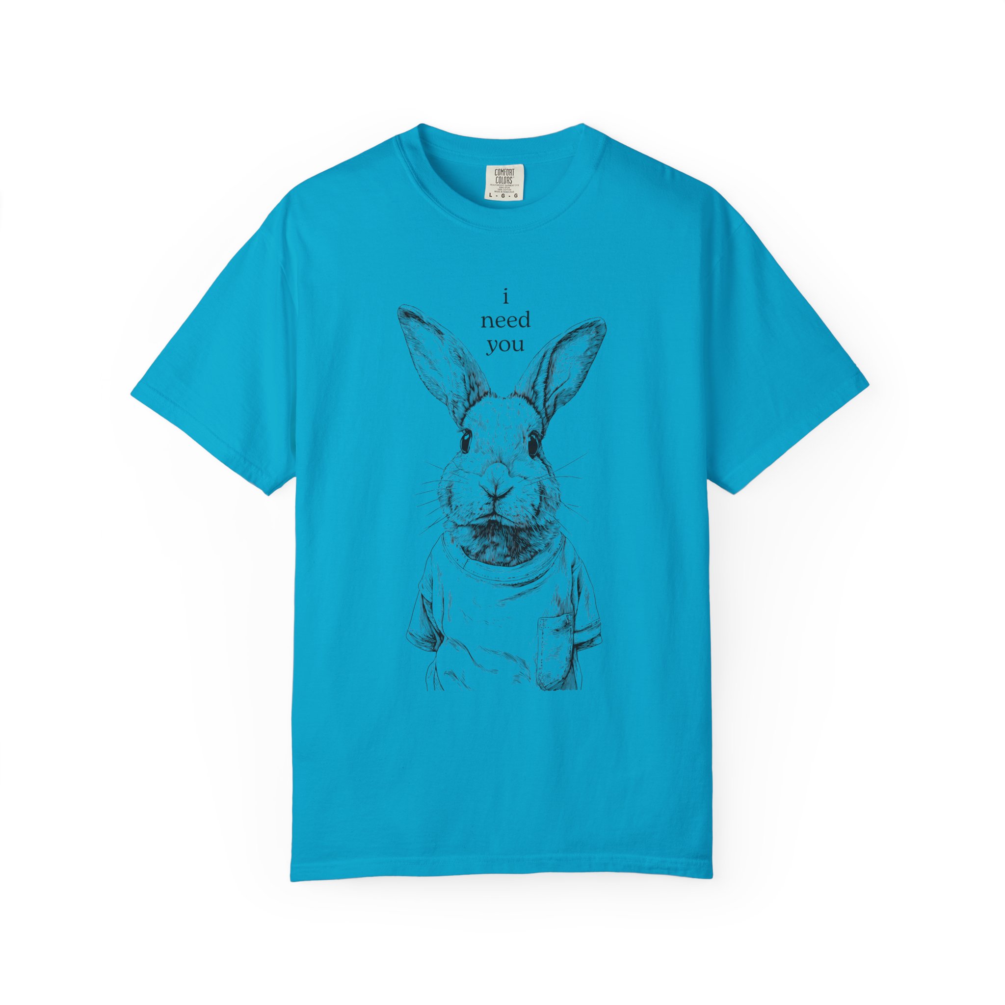 Rabbit Line Art T-Shirt — "I Need You" Quiet Emotional Design Tee, Valentine Gift Idea - Image 8
