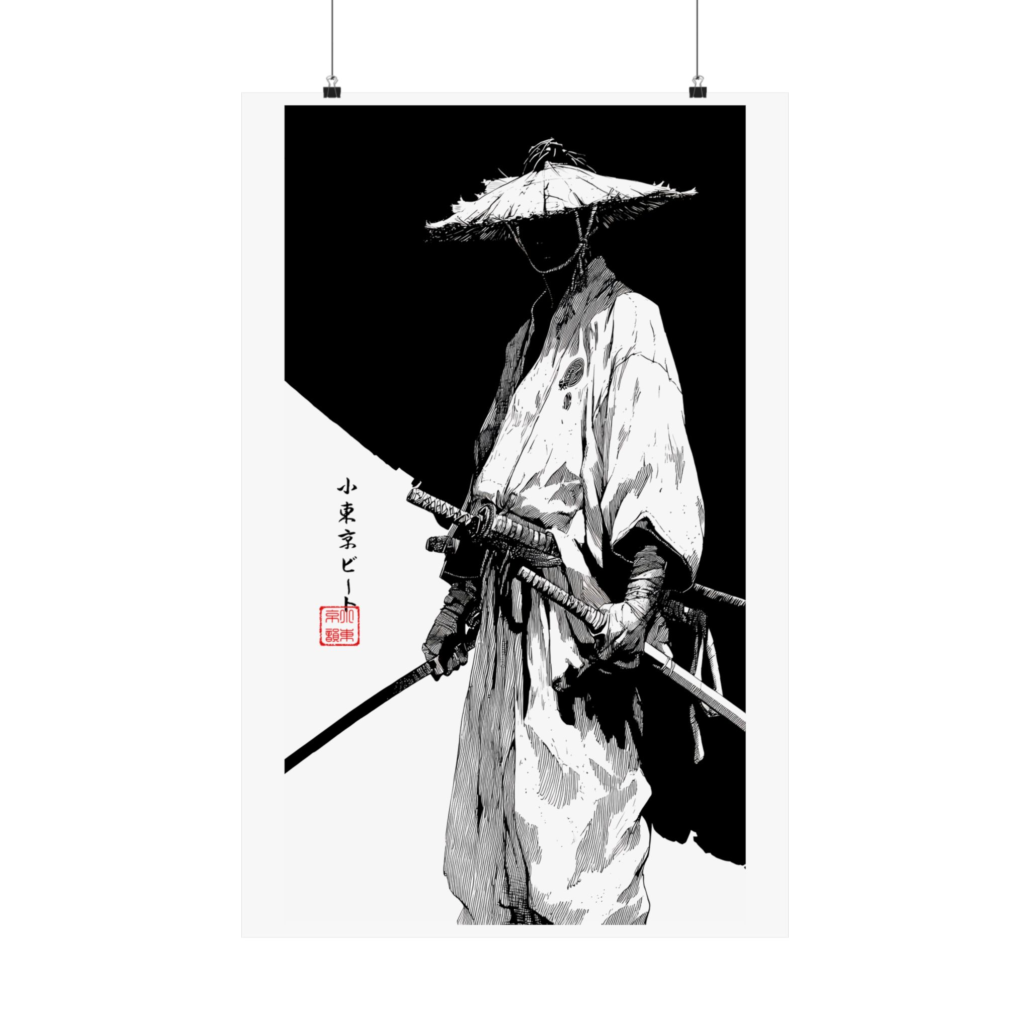 Samurai Warrior Matte Poster — Monochrome Japanese Sword Art Print - Image 10
