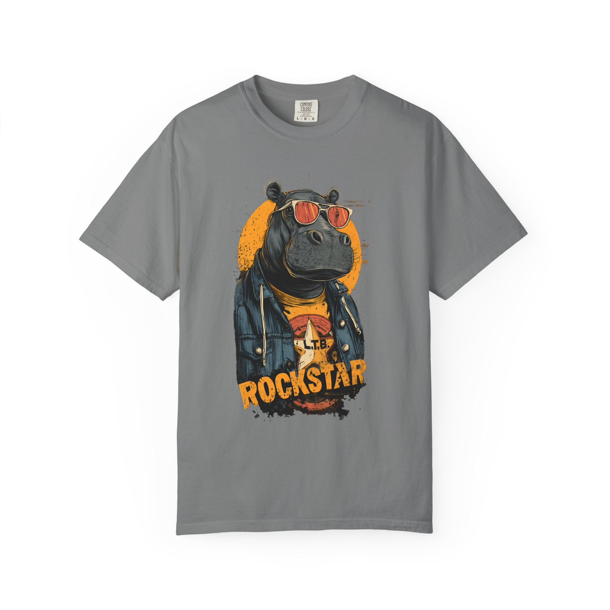 Rockstar Hippo Graphic T-Shirt — Cool Animal Music Tee - Image 5