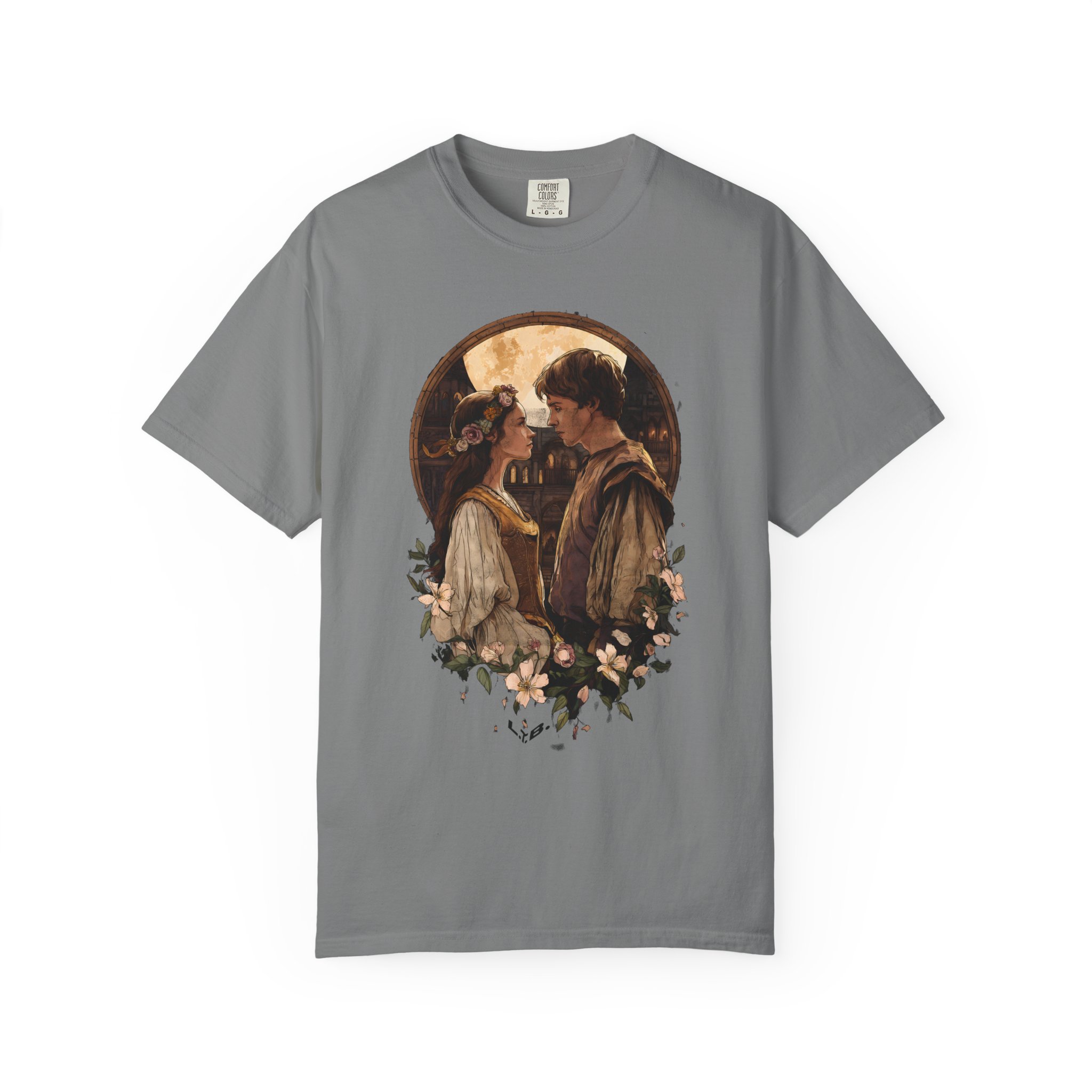 Vintage Romantic Art T-Shirt — Classic Lovers Portrait Valentine Tee - Image 4