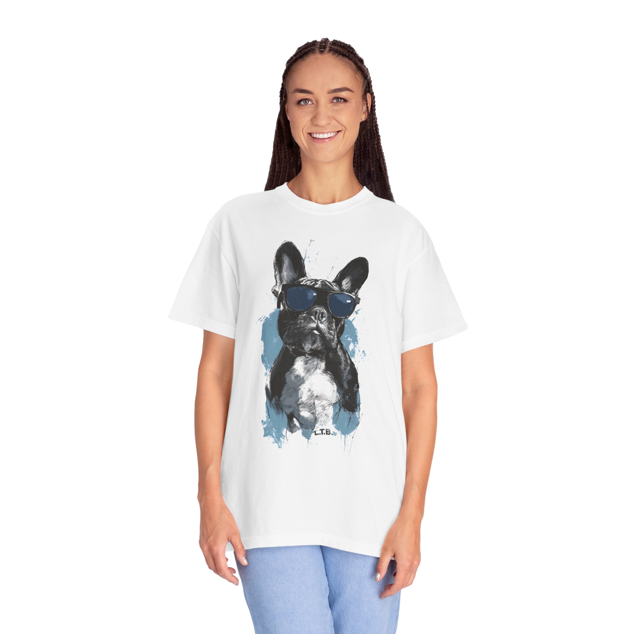 T-Shirt — Cool French Bulldog Graphic Tee with Sunglasses - Image 2