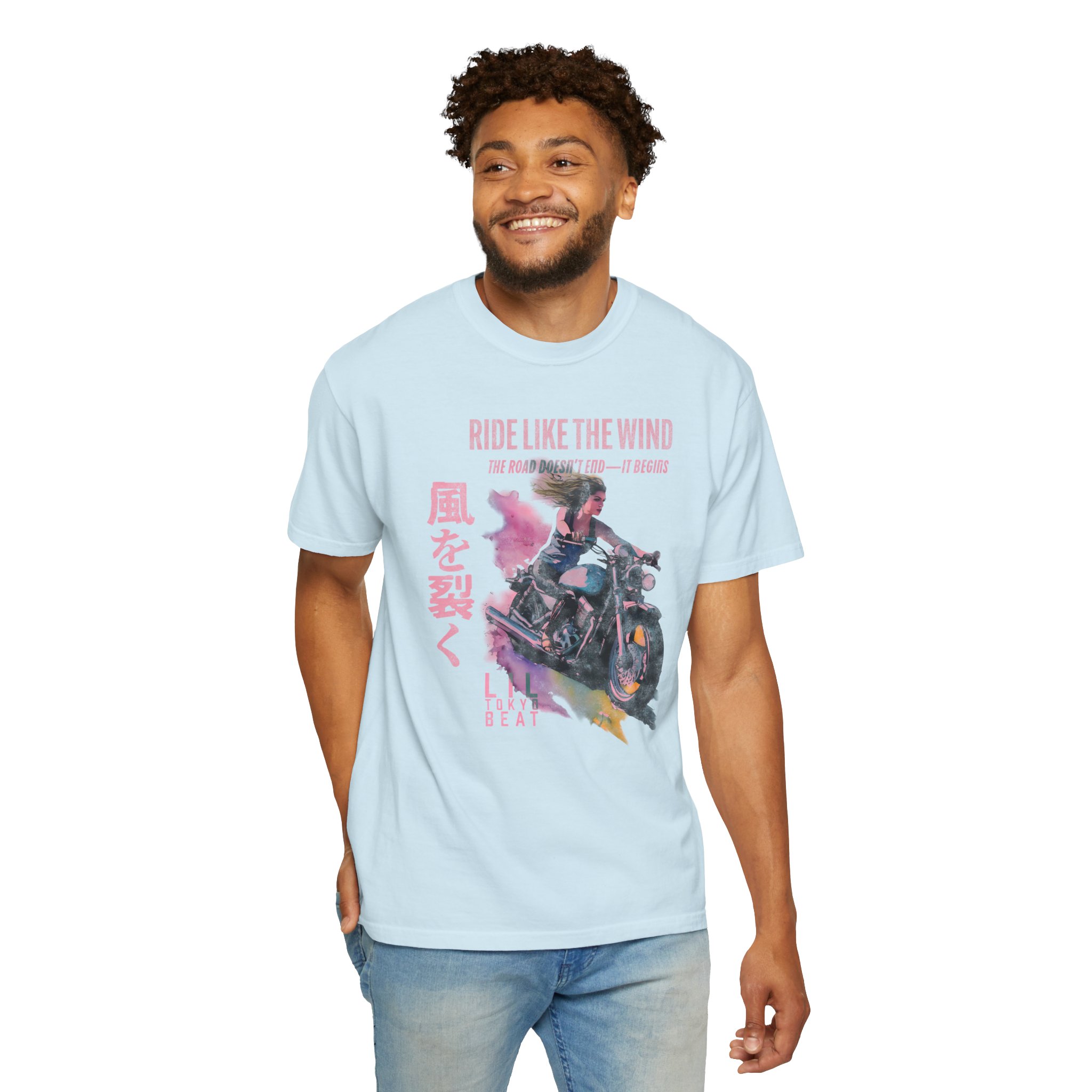 Ride Like The Wind Unisex Garment-Dyed T-shirt, Vintage Motorcycle Tee, Biker Shirt, Casual Wear, Adventure Gift, Cool Graphic Tee t0 - Image 2