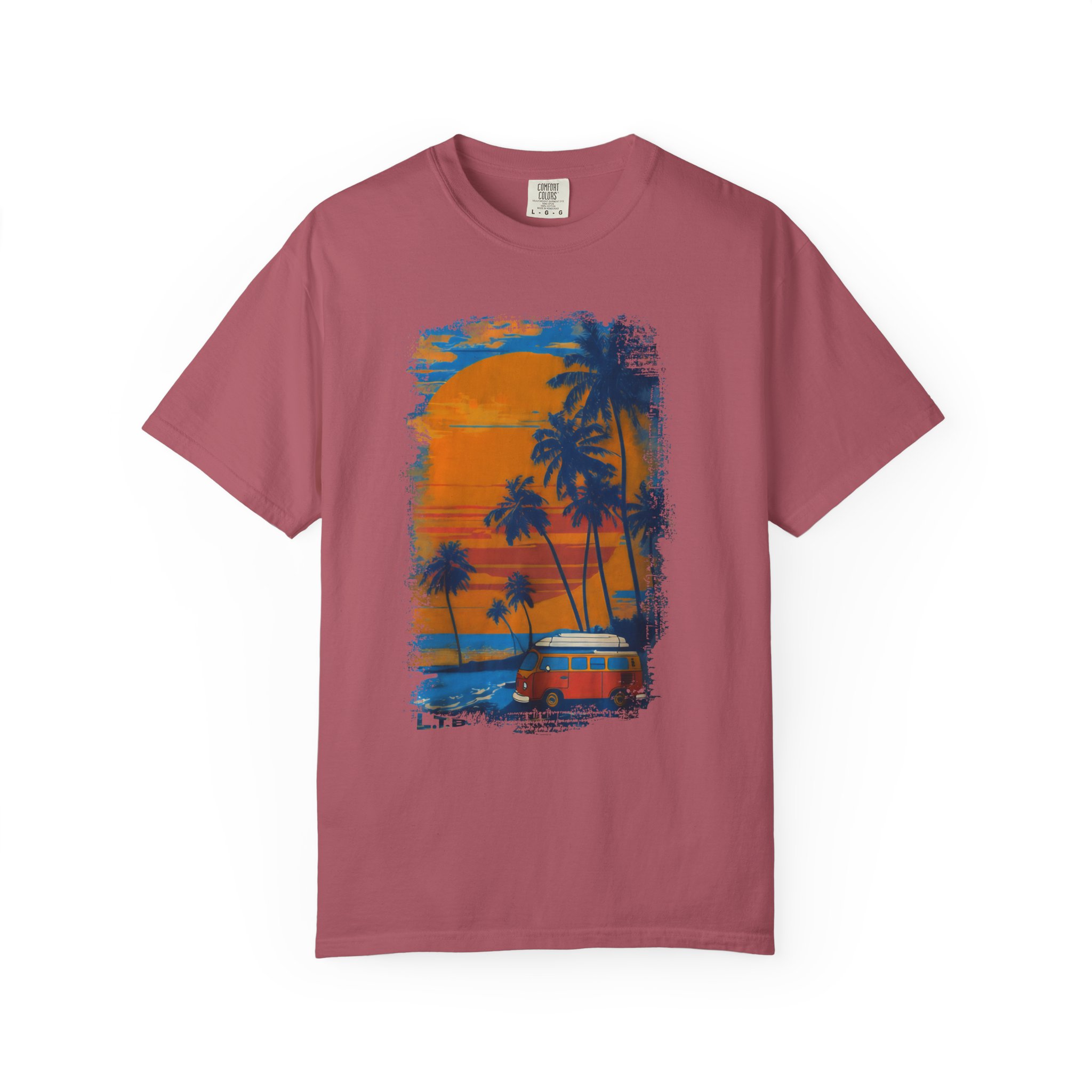 Sunset Beach Van Graphic Tee | Retro Coastal Palm Art T-Shirt - Image 14