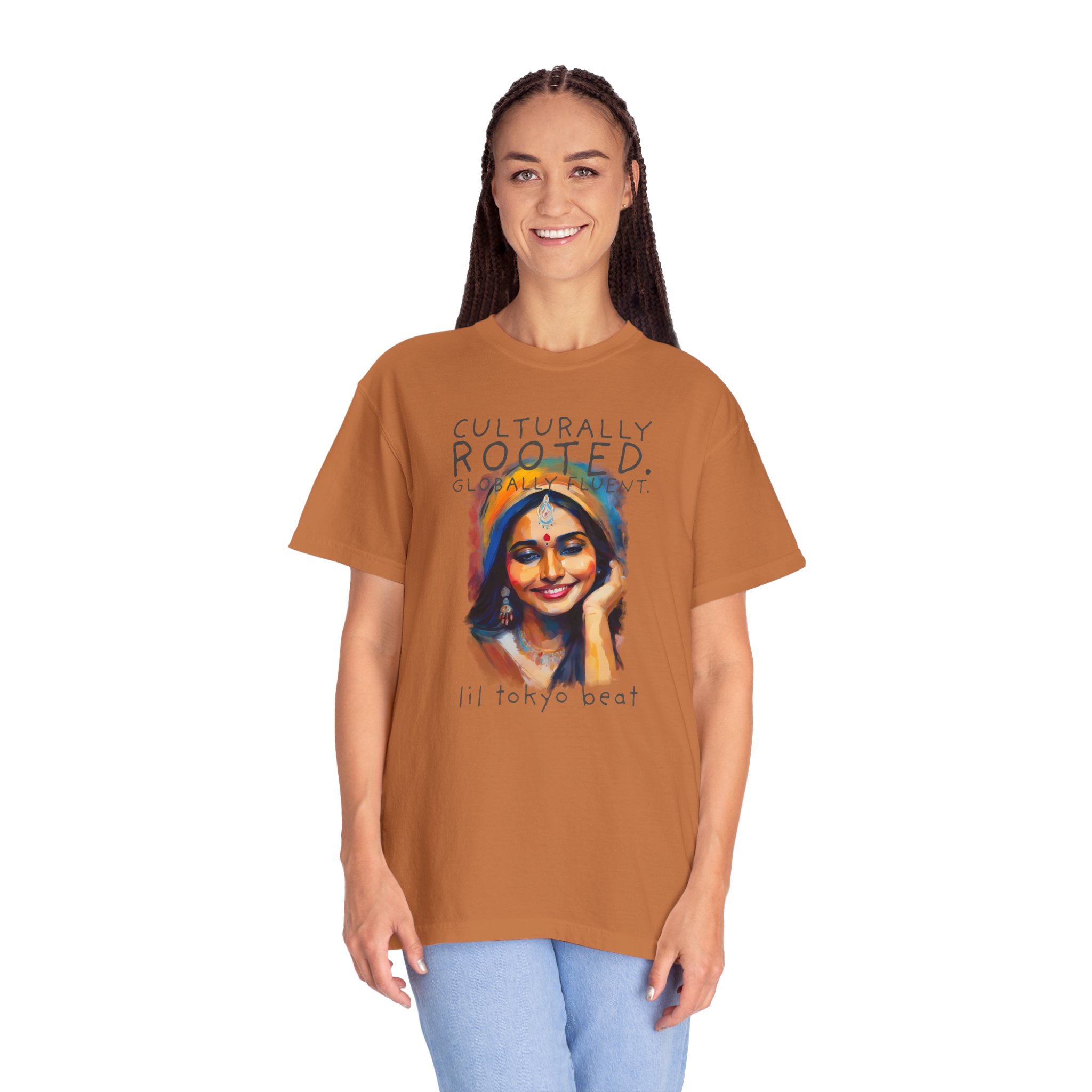 Ethnic Pride Unisex Tee: Colorful Indian Culture Graphic T-shirt, Festival Shirt, Cultural Apparel, Unique Graphic Tee, Indian Sari Portrait, t7 - Image 2