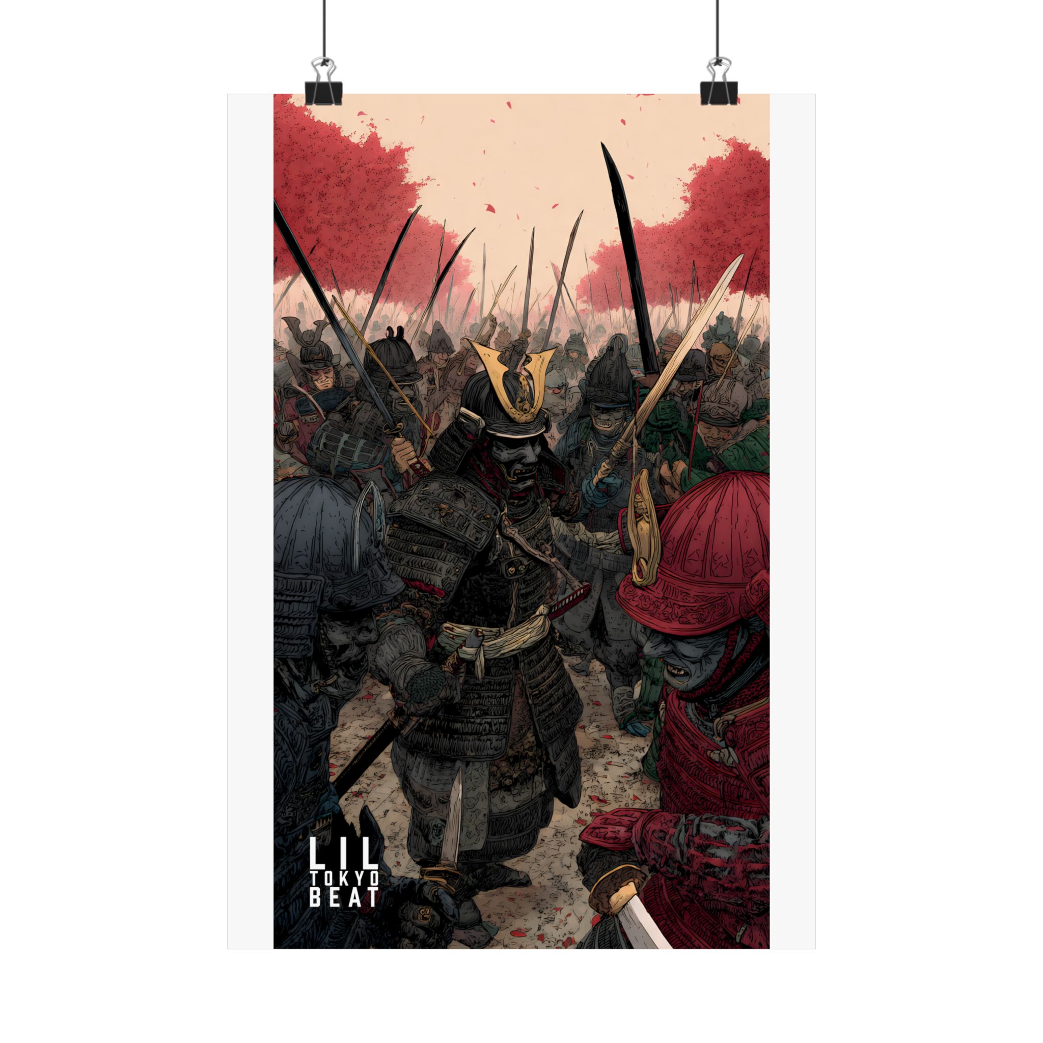 Samurai Battle Matte Poster — Vertical Japanese Warrior Art Print - Image 2