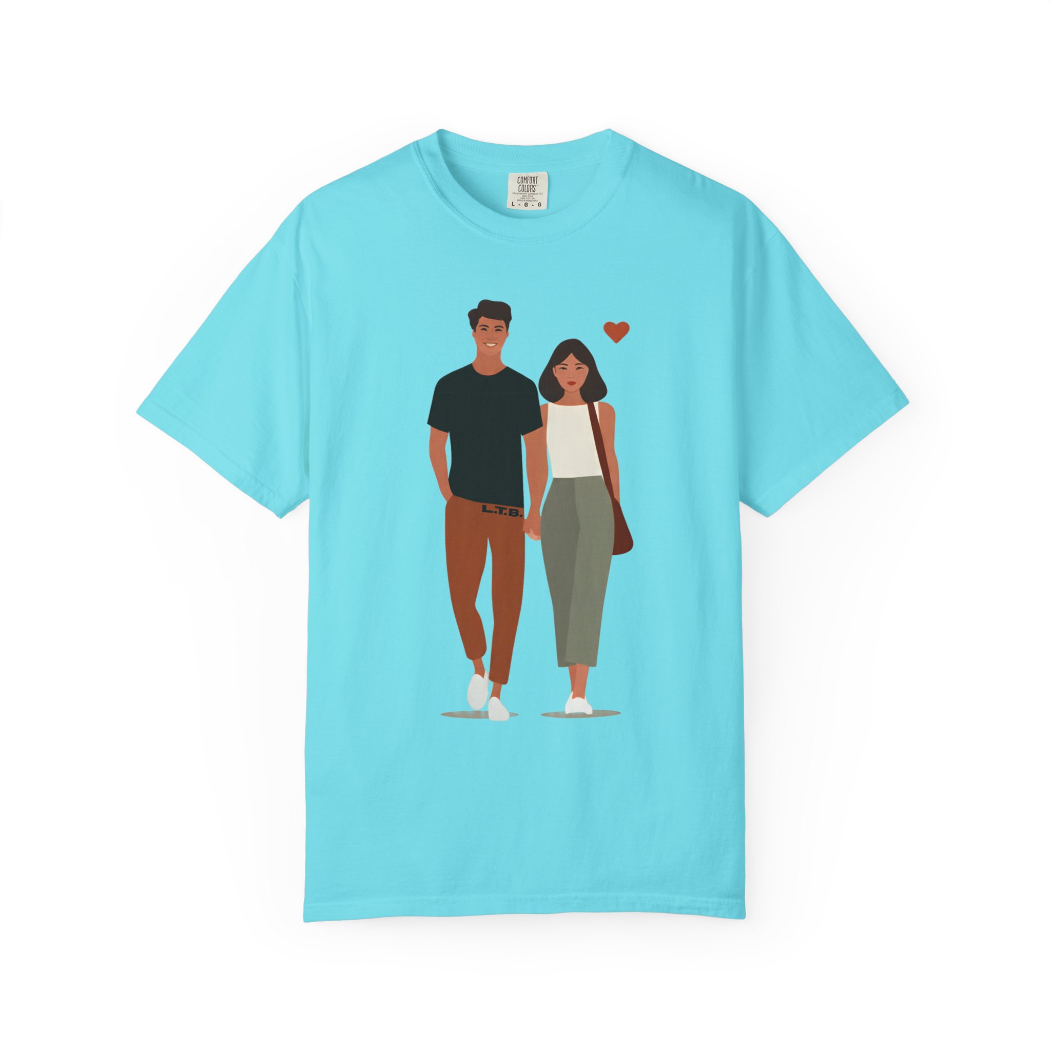 Couple Walking Illustration T-Shirt — Minimal Romantic Valentine Tee for Couples & Date Nights - Image 7