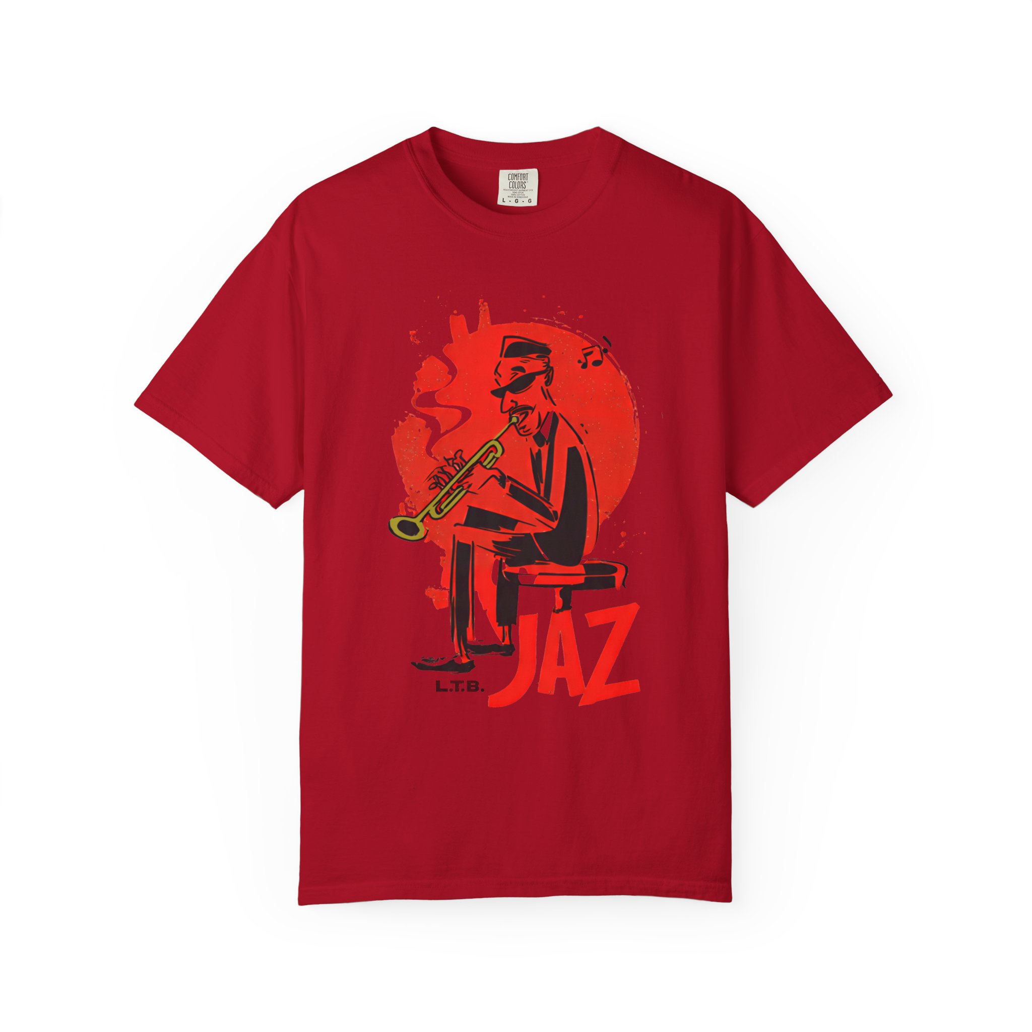 Smoky Jazz Trumpet T-Shirt — Red Circle Modern Music Art Tee - Image 15