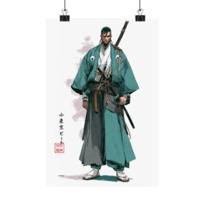 Samurai Warrior Matte Poster — Vertical Japanese Swordsman Art Print