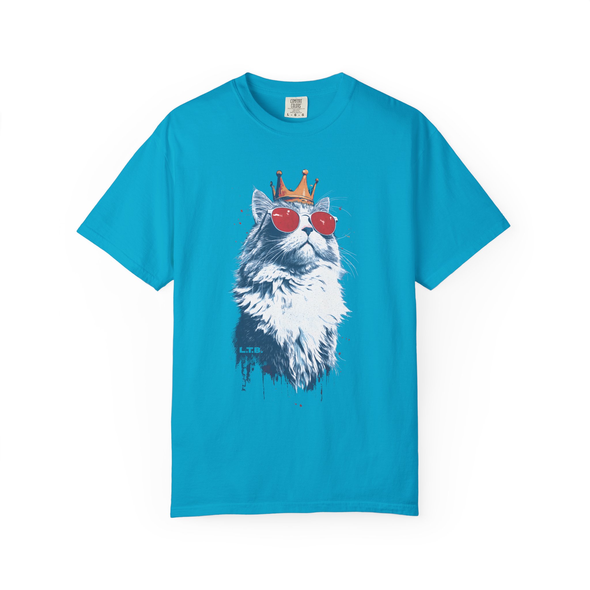 Cat King T-Shirt — Regal Cat with Crown & Sunglasses Graphic Streetwear Tee - Image 7