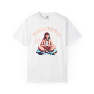 Chill Gamer Graphic T‑Shirt — "Come On, Stay Cozy" Hoodie-Style Design
