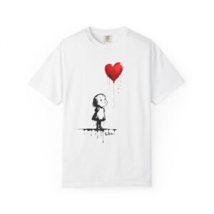 Heart Balloon Girl T-Shirt — Cute Street Art Graphic Love Valentine tee