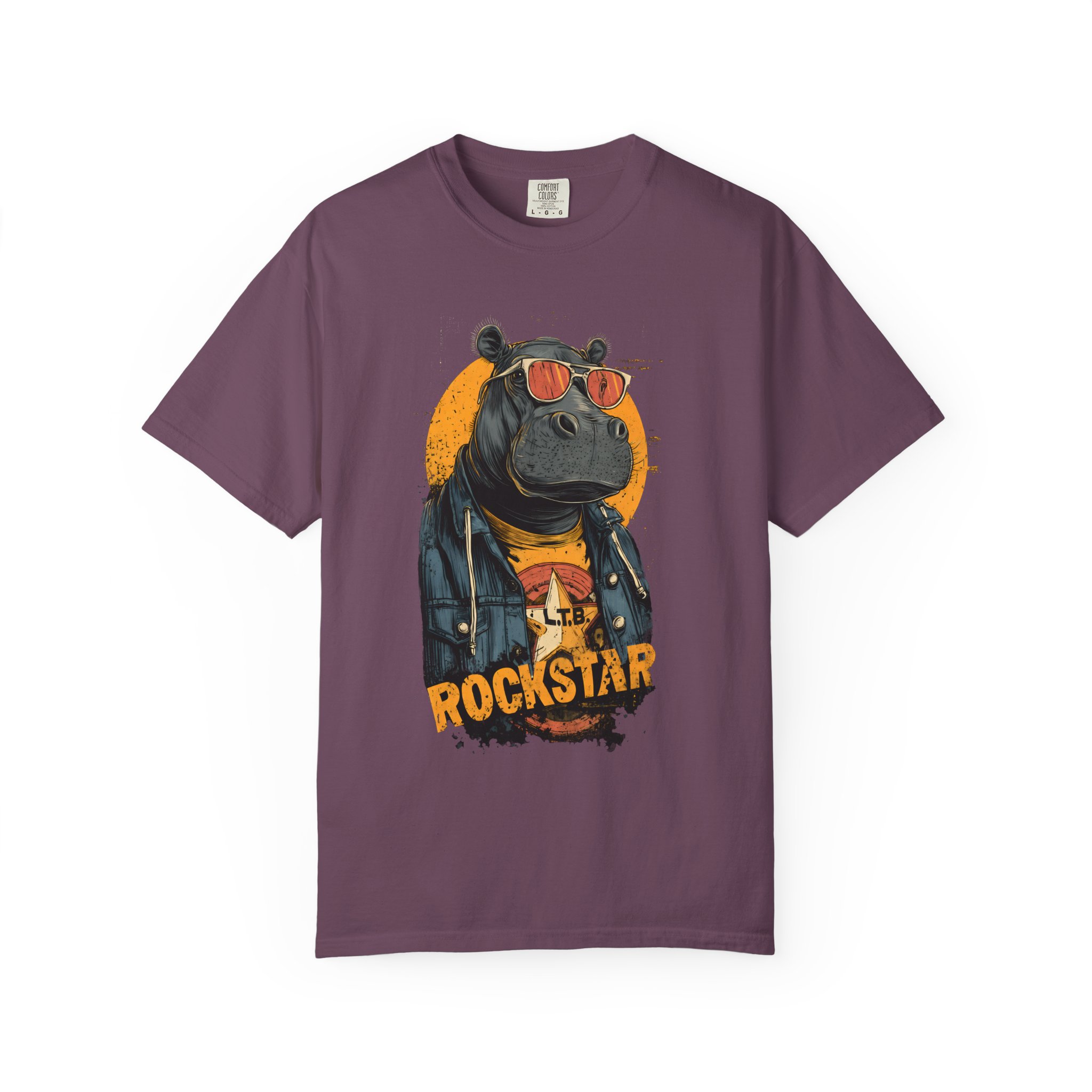 Rockstar Hippo Graphic T-Shirt — Cool Animal Music Tee - Image 13