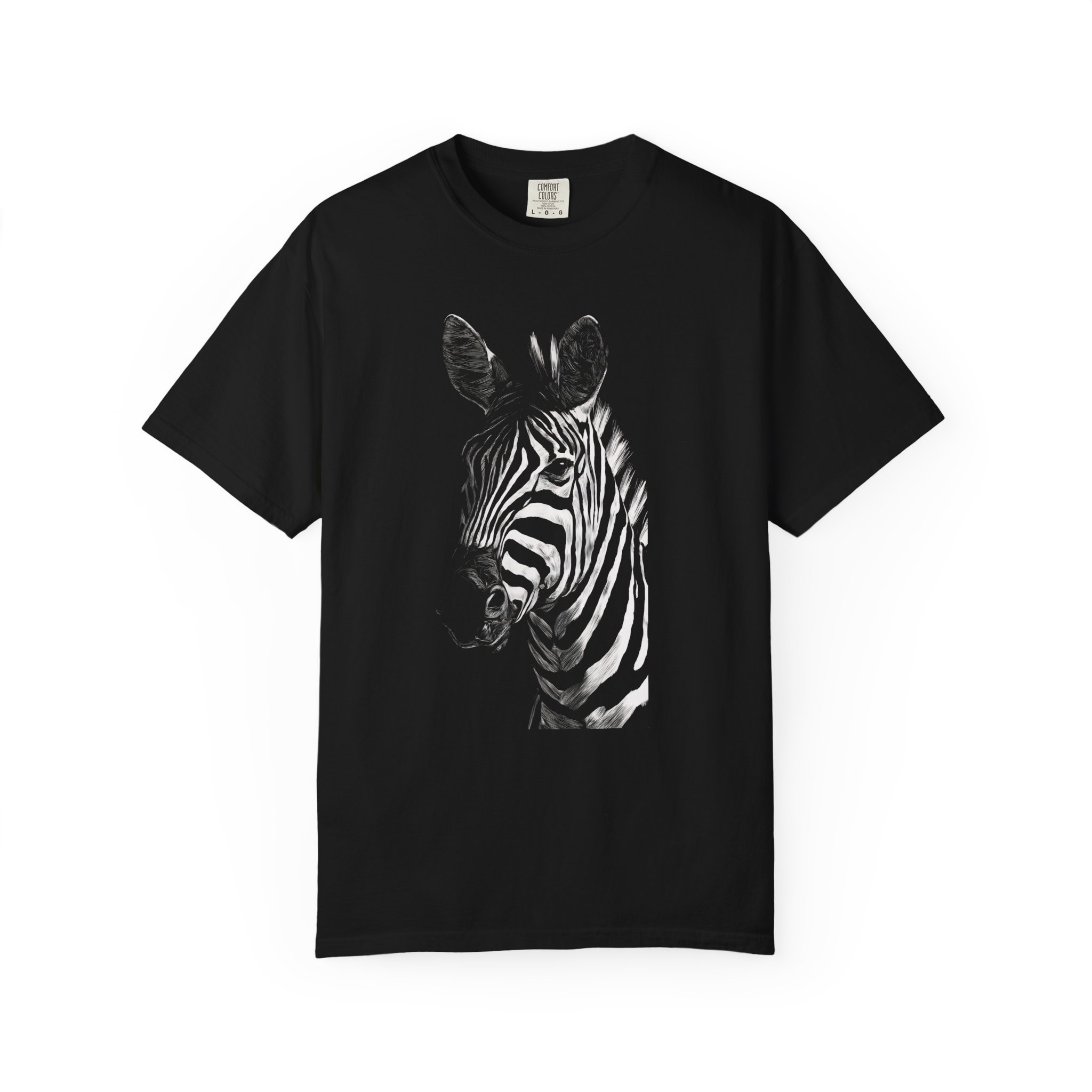 Zebra Portrait T-Shirt — Monochrome Wildlife Graphic Tee