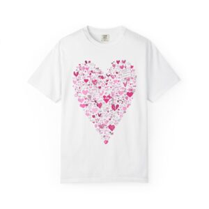 Heart Mosaic T-Shirt — Pink Love Graphic Tee for Valentine's Day