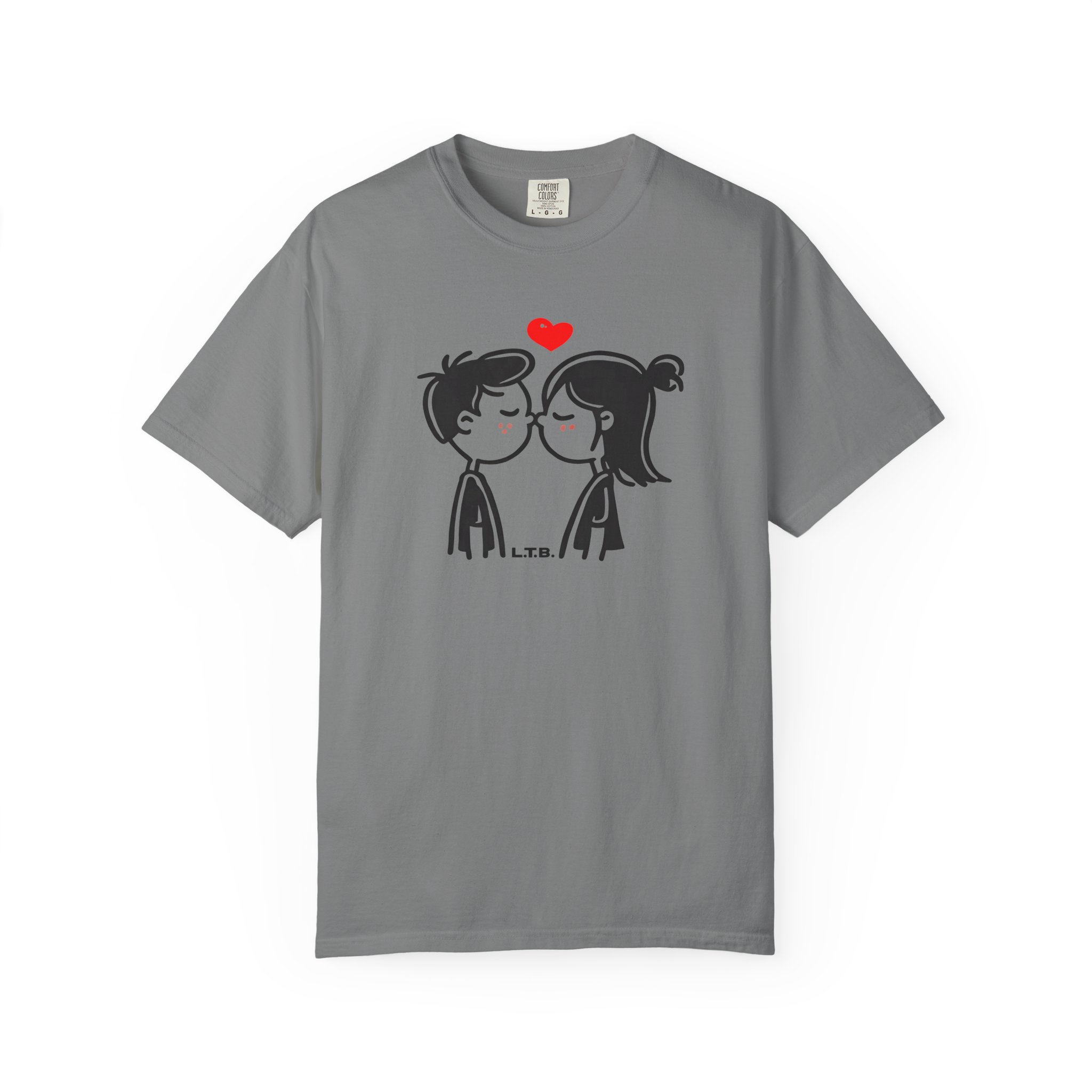 Cute Couple Near Kiss T-Shirt – Minimal Valentine Love Graphic Tee - Image 4