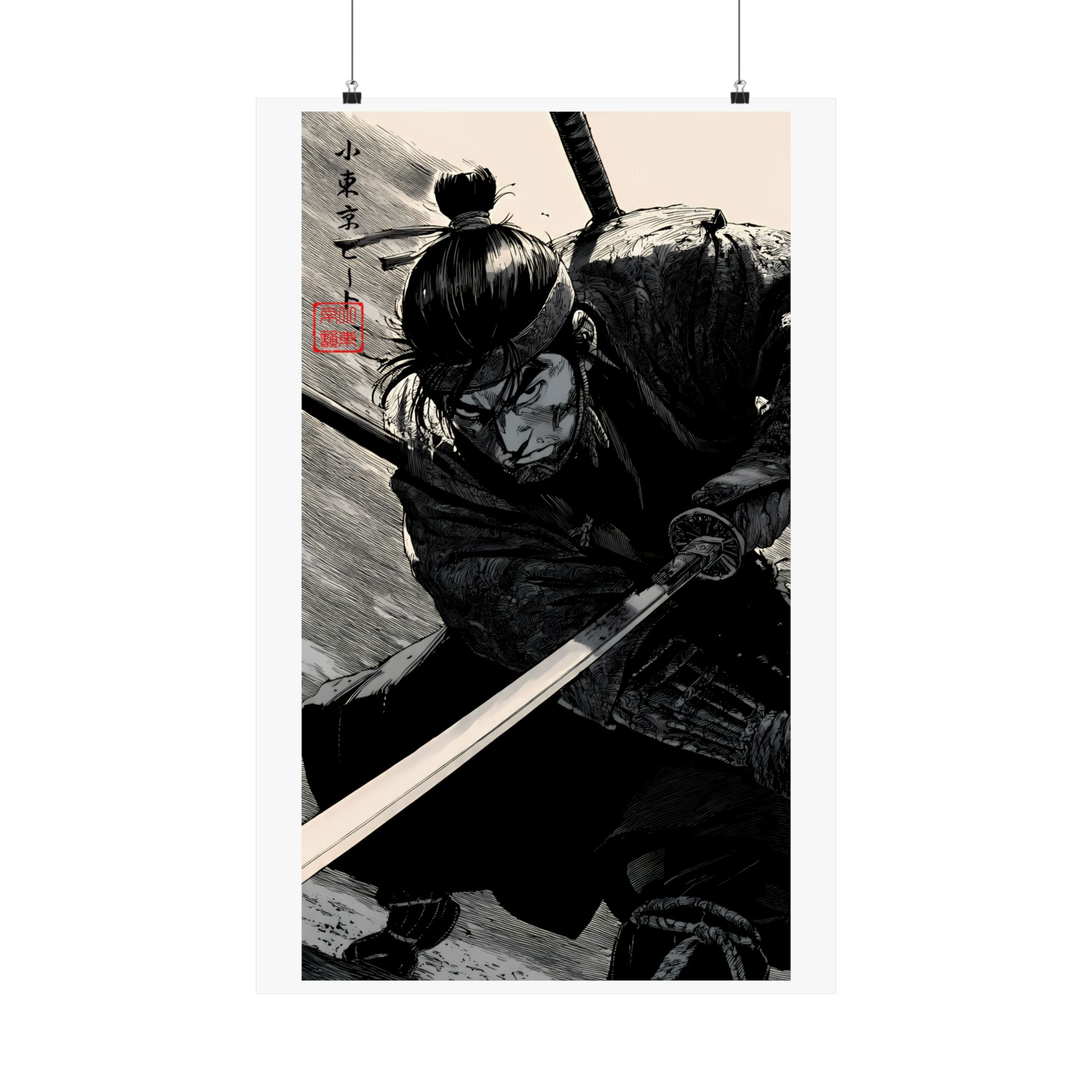 Samurai Warrior Matte Vertical Poster — Japanese Ink Brush Art Print - Image 10