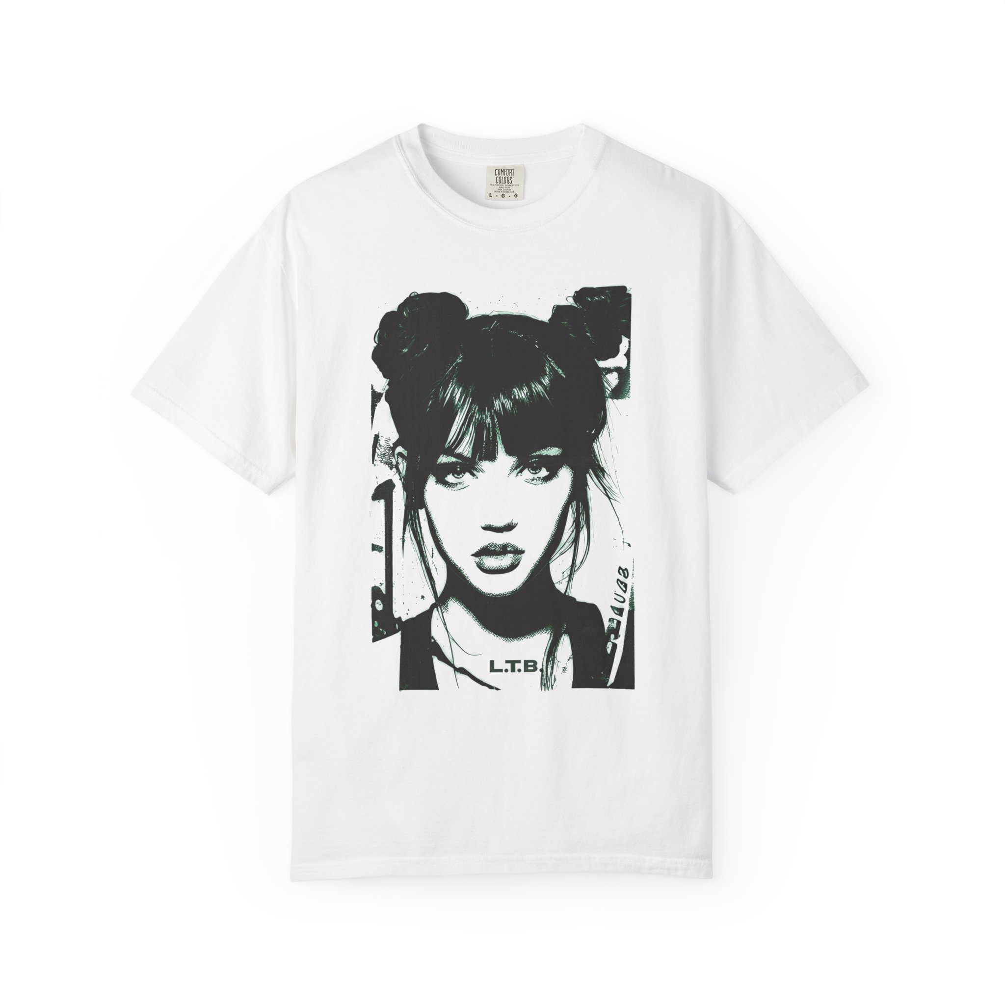 Graphic Portrait T‑Shirt — Black & White Femme Art Tee