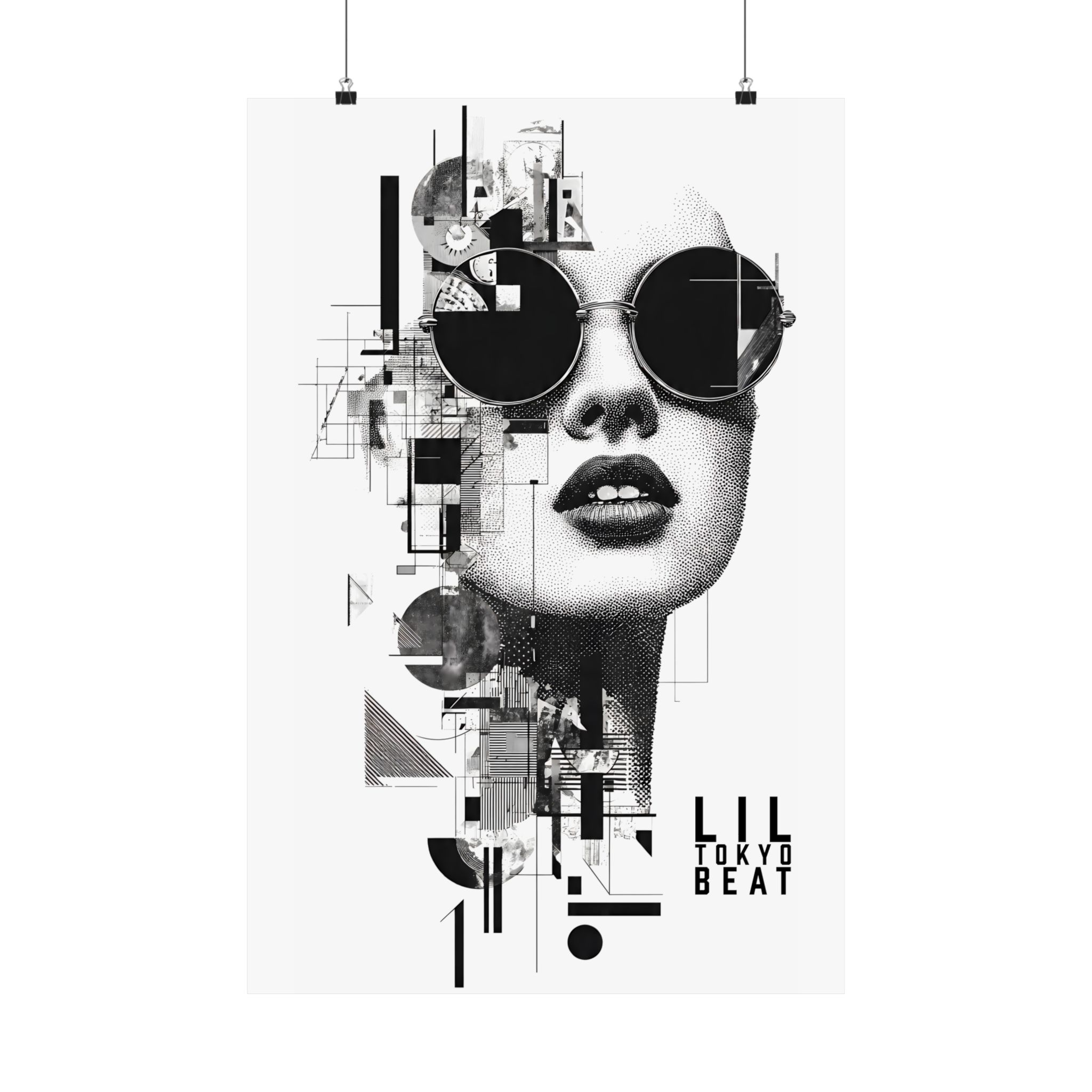 Black and White Geometric Sunglasses Portrait Poster | Modern Fashion Wall Art - Image 9
