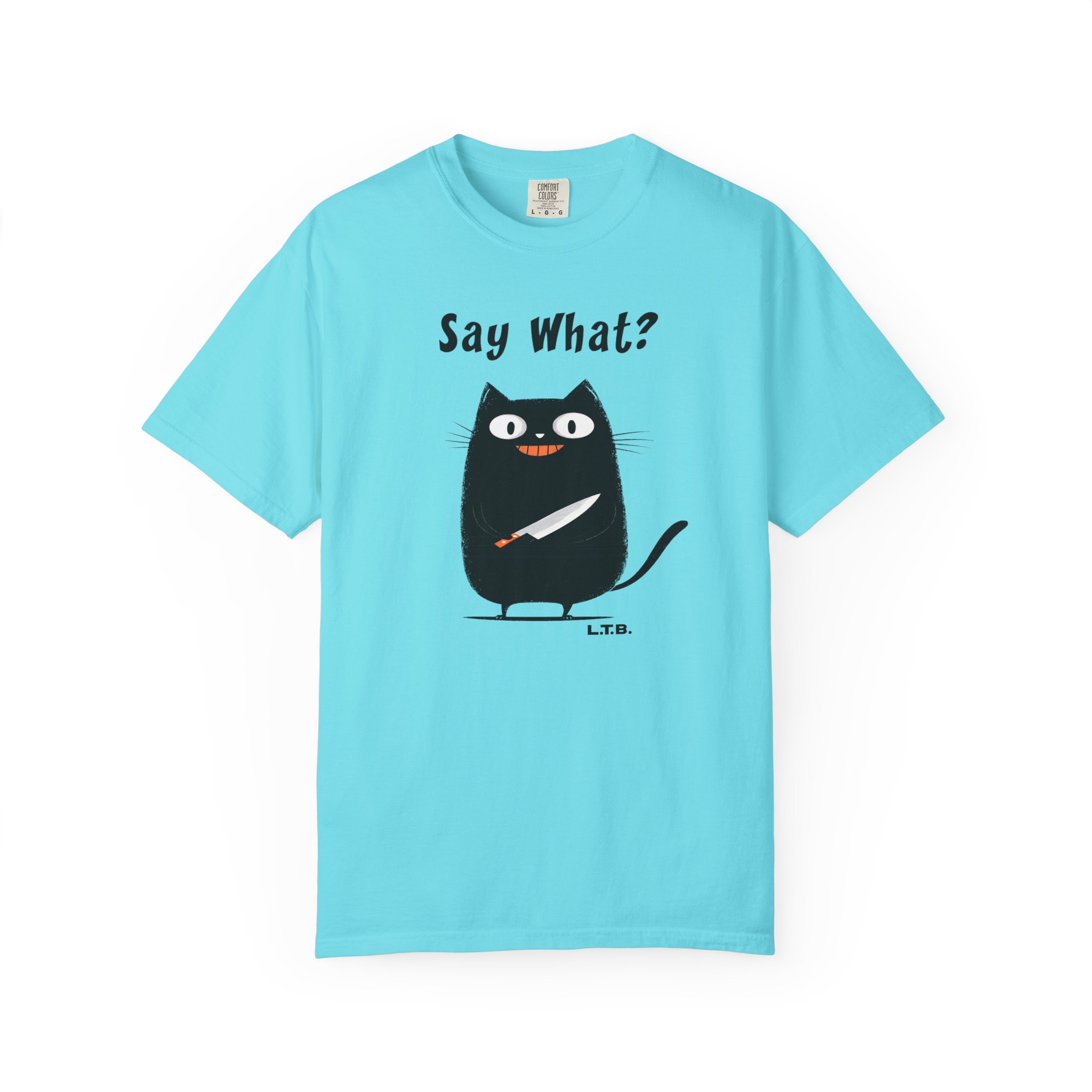 Black Cat with Knife T-Shirt — "Say What?" Funny Halloween Cat Tee - Image 8