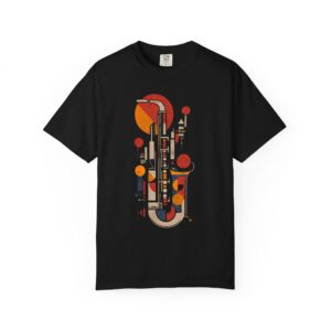Abstract Saxophone T-Shirt — Retro Geometric Jazz Design