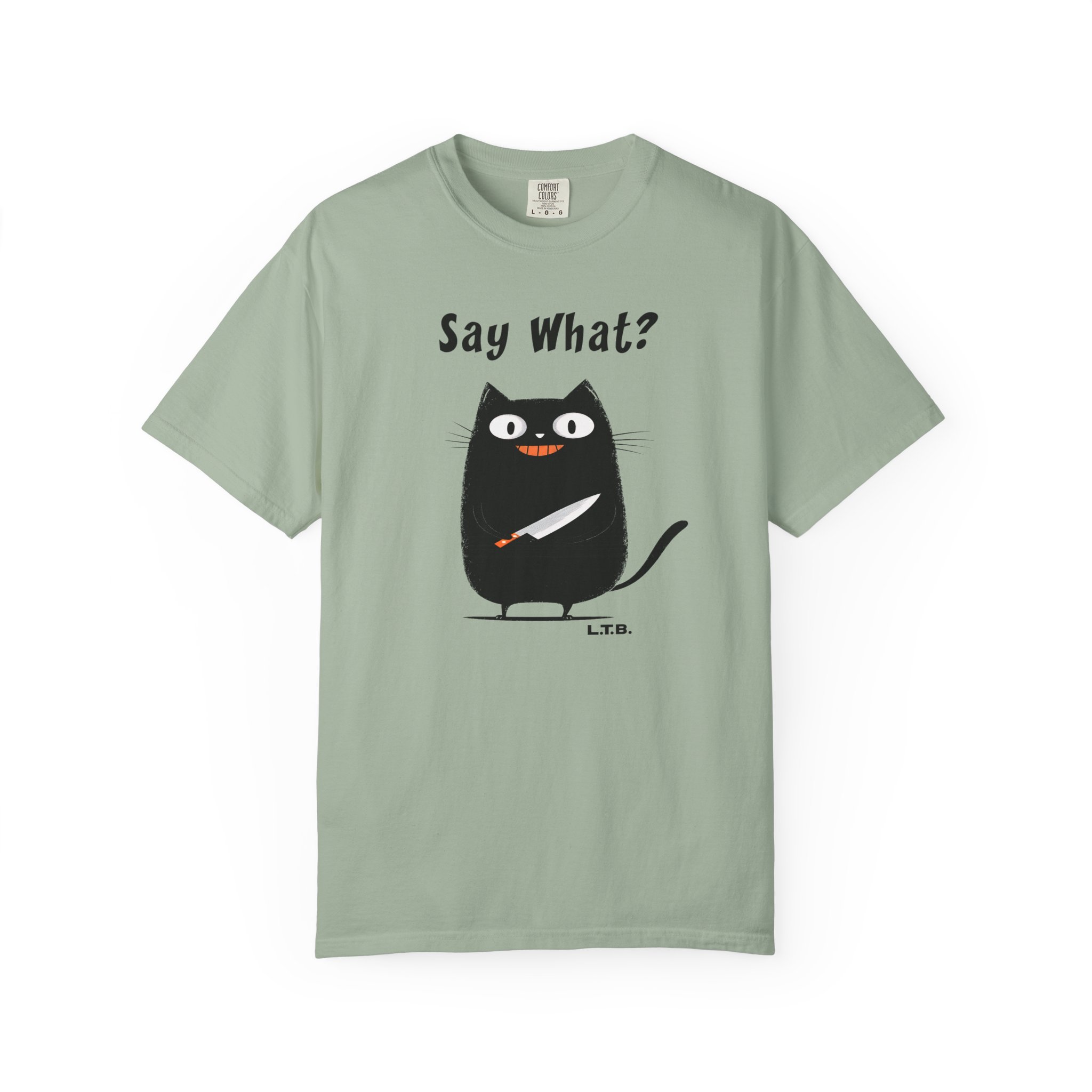 Black Cat with Knife T-Shirt — "Say What?" Funny Halloween Cat Tee - Image 5