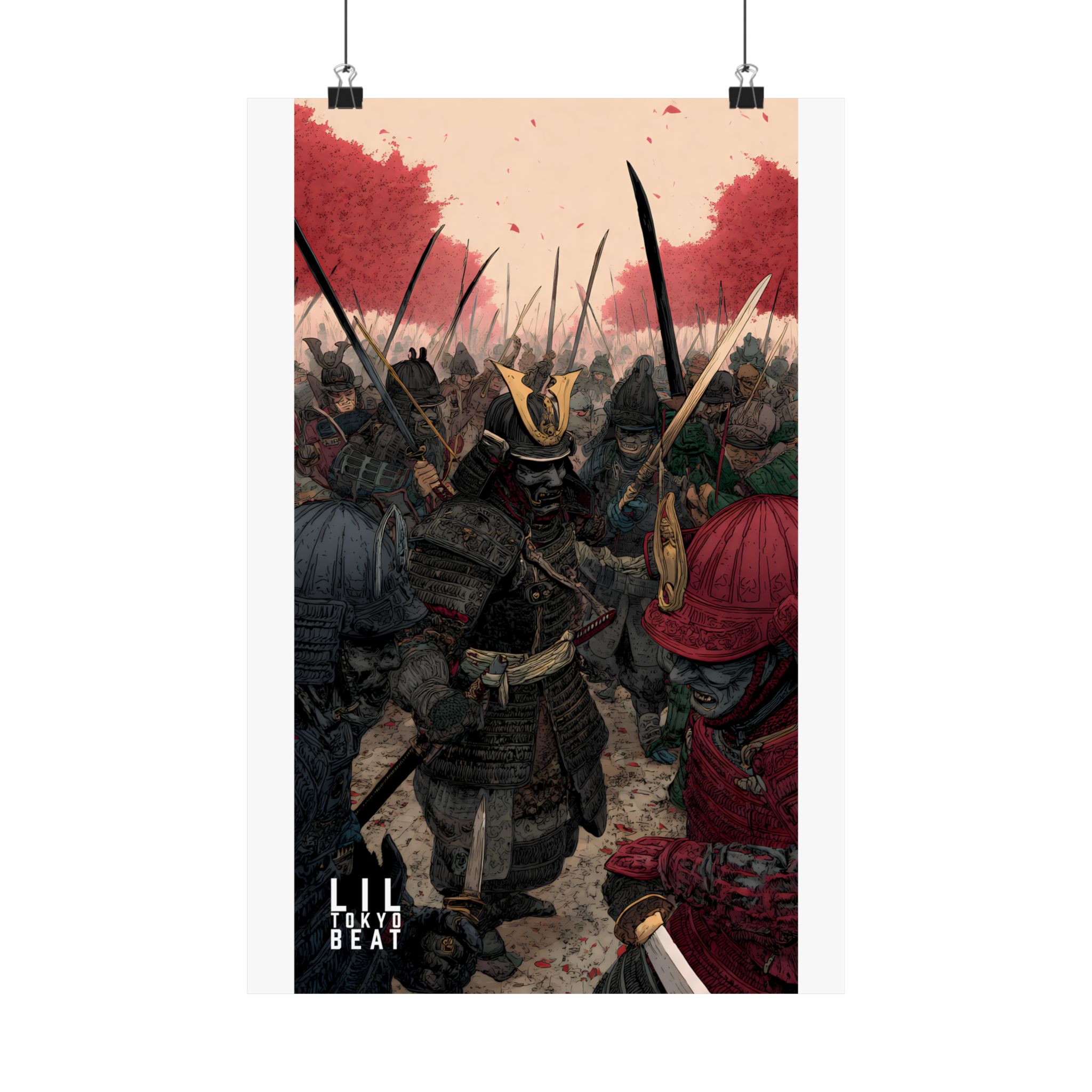 Samurai Battle Matte Poster — Vertical Japanese Warrior Art Print - Image 4