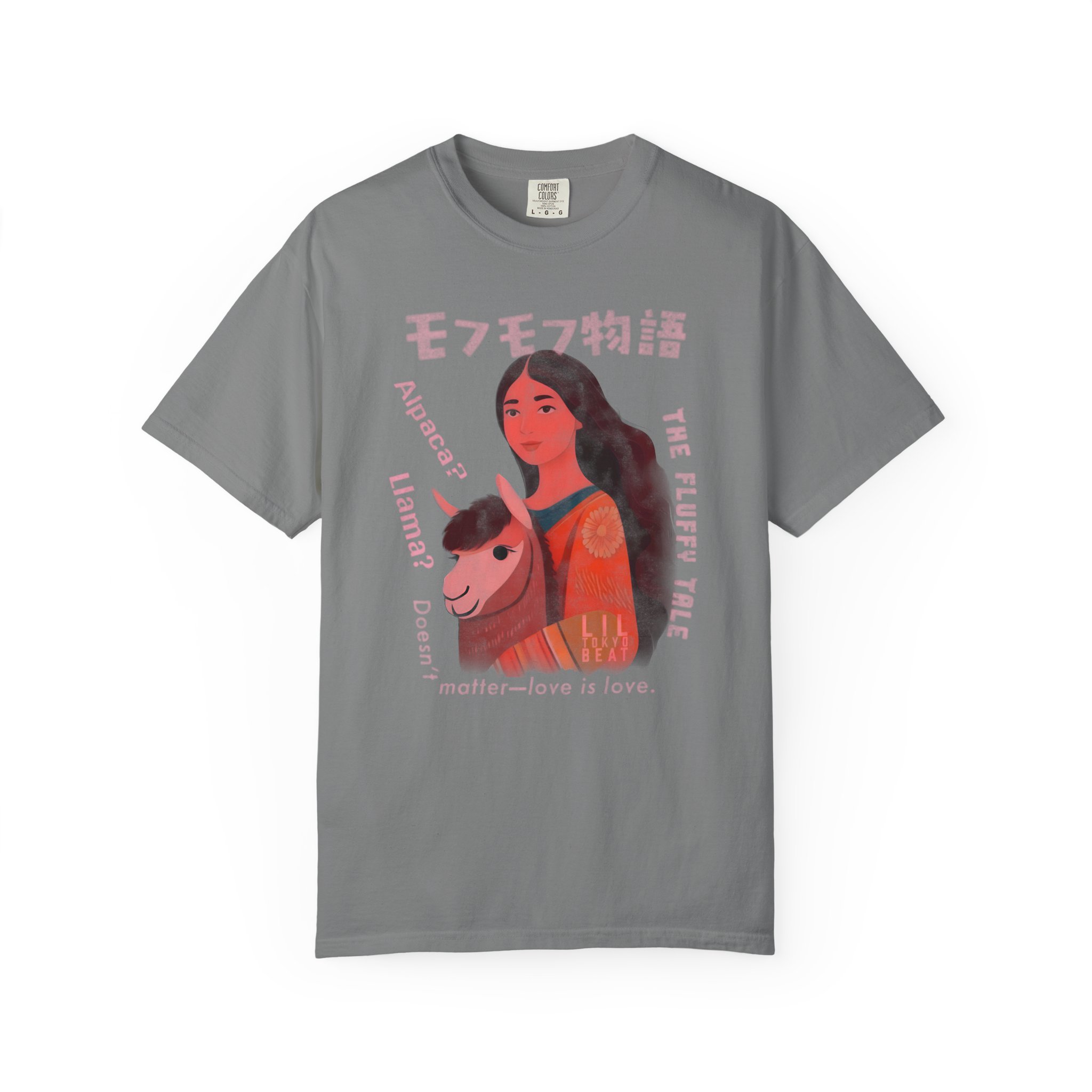 Fluffy Alpaca Llama Girl T-Shirt, Love Is Love Tee, Cute Animal Lover Top, Kawaii Graphic Shirt, Japanese Inspired Design, t0 - Image 4