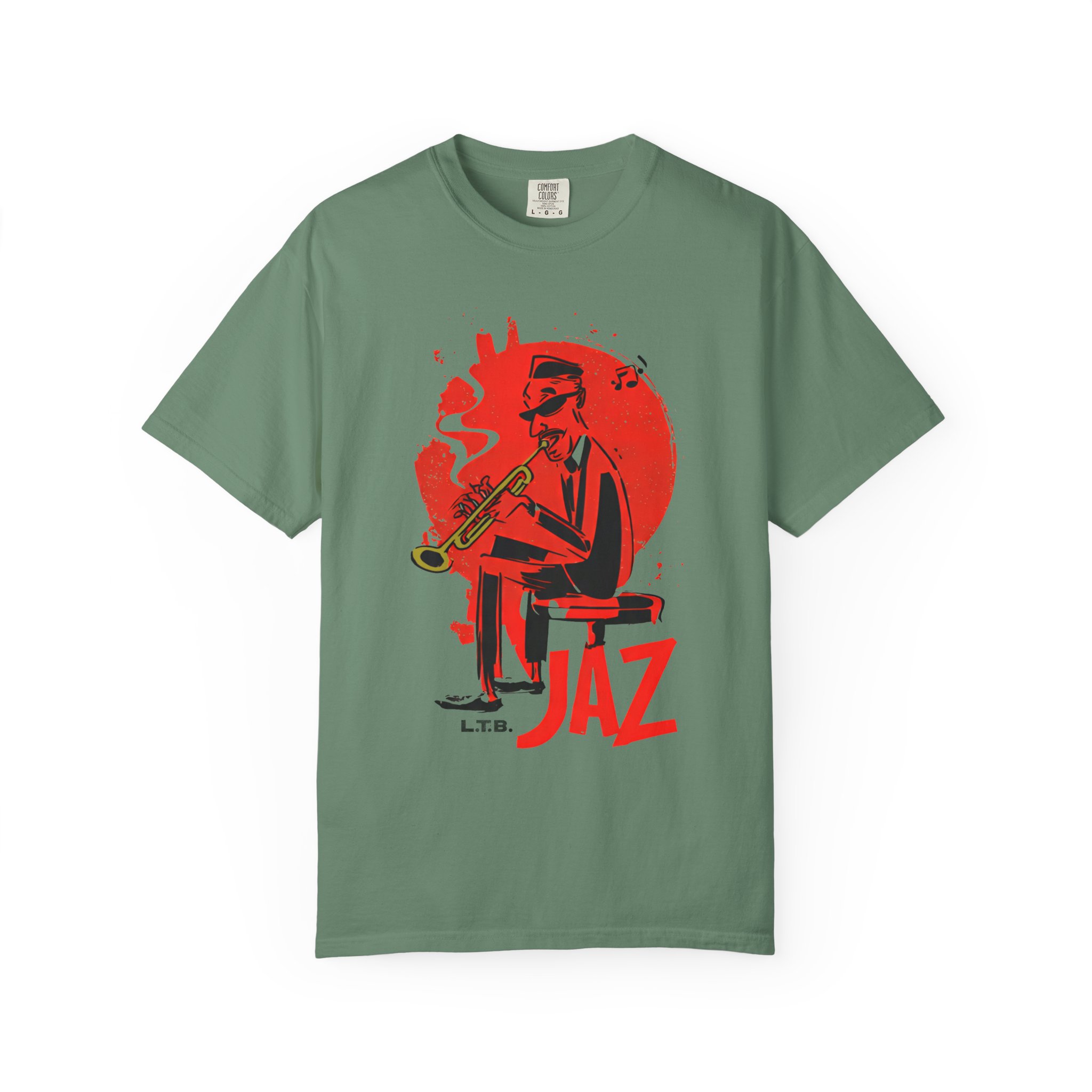 Smoky Jazz Trumpet T-Shirt — Red Circle Modern Music Art Tee - Image 6