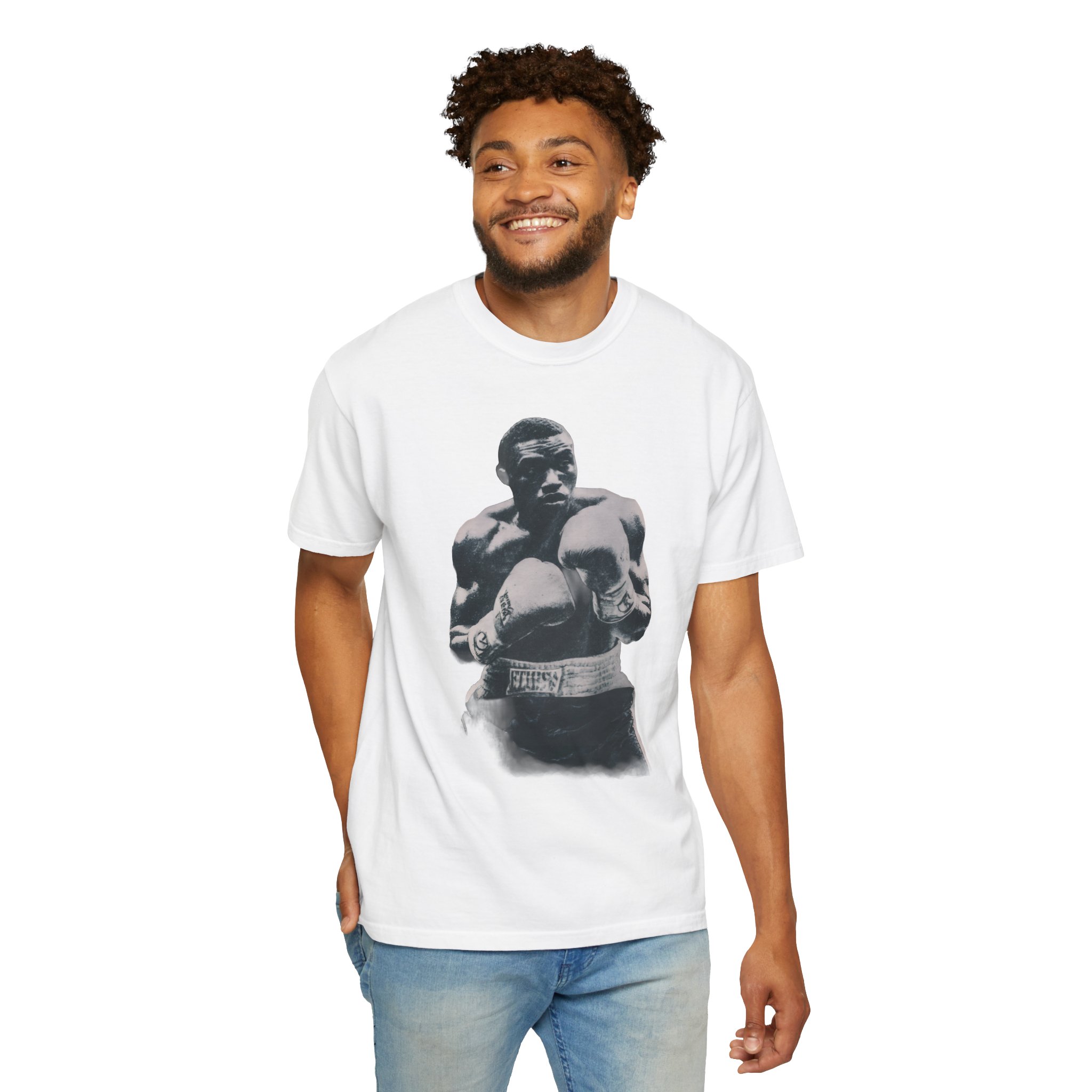Boxer Portrait T-Shirt — Vintage Black & White Boxing Graphic Tee - Image 2