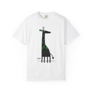 Giraffe Illustration T-Shirt — Cute Black & Neon Green Graphic Tee
