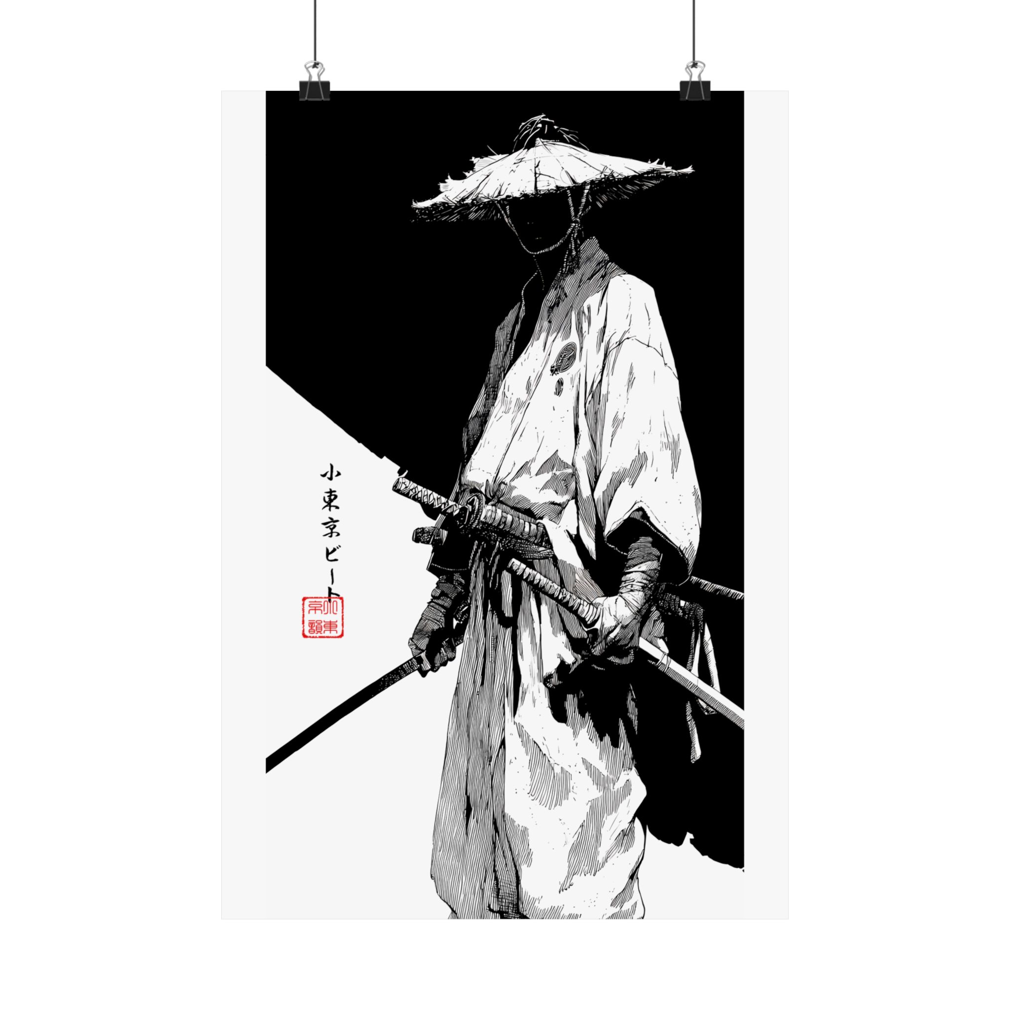 Samurai Warrior Matte Poster — Monochrome Japanese Sword Art Print - Image 6