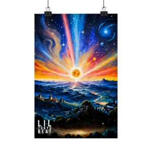 Cosmic Sunrise Matte Poster — Vibrant Space Landscape Wall Art