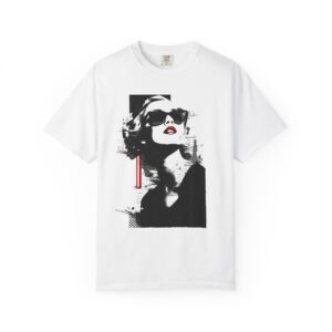 Retro Glam Woman Graphic T-Shirt — Vintage Pop Art Sunglasses