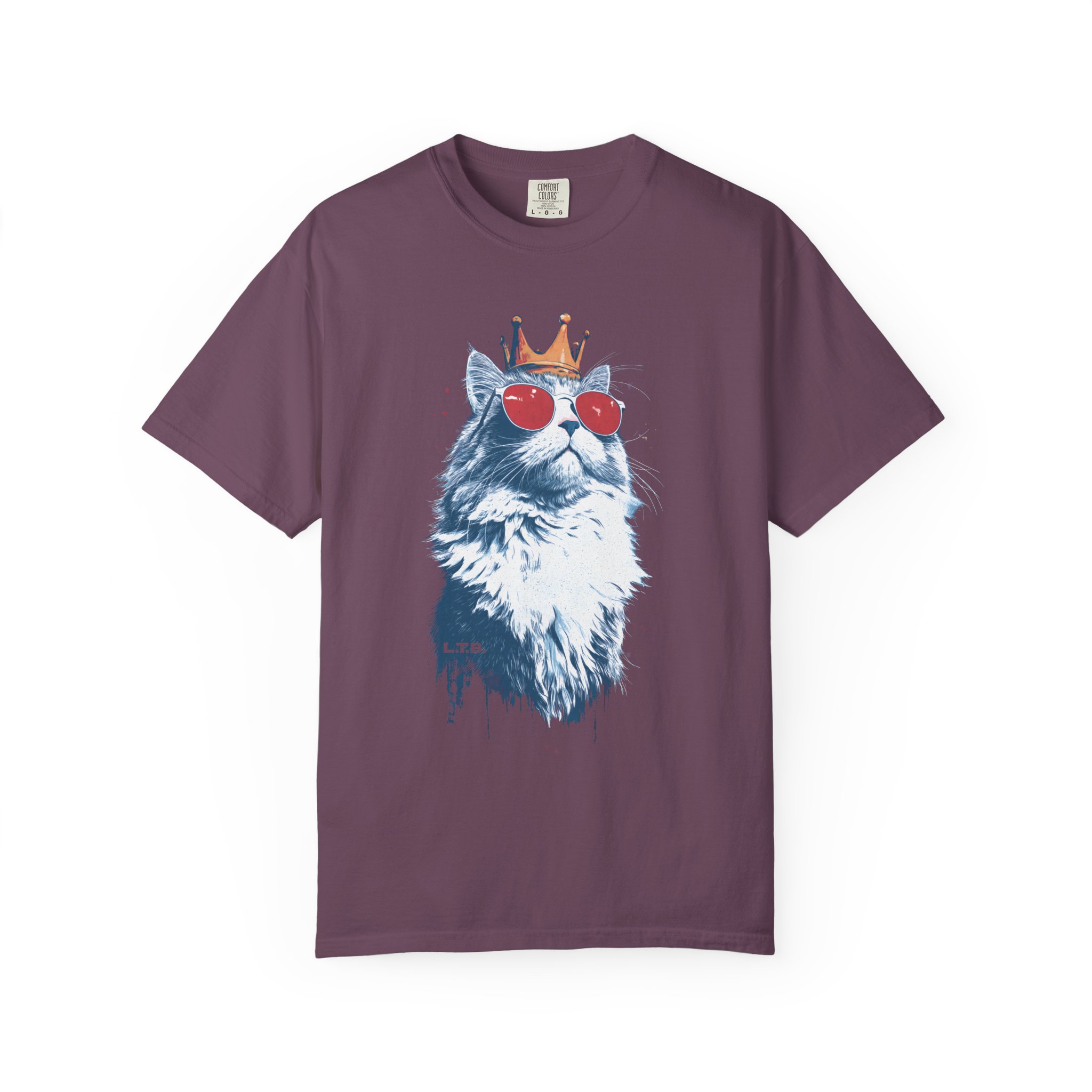 Cat King T-Shirt — Regal Cat with Crown & Sunglasses Graphic Streetwear Tee - Image 13