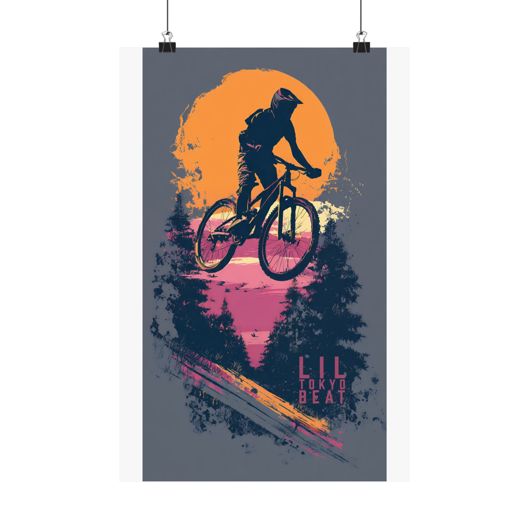 Mountain Bike Matte Sunset Poster | Neon Urban Sports Wall Art - Image 8