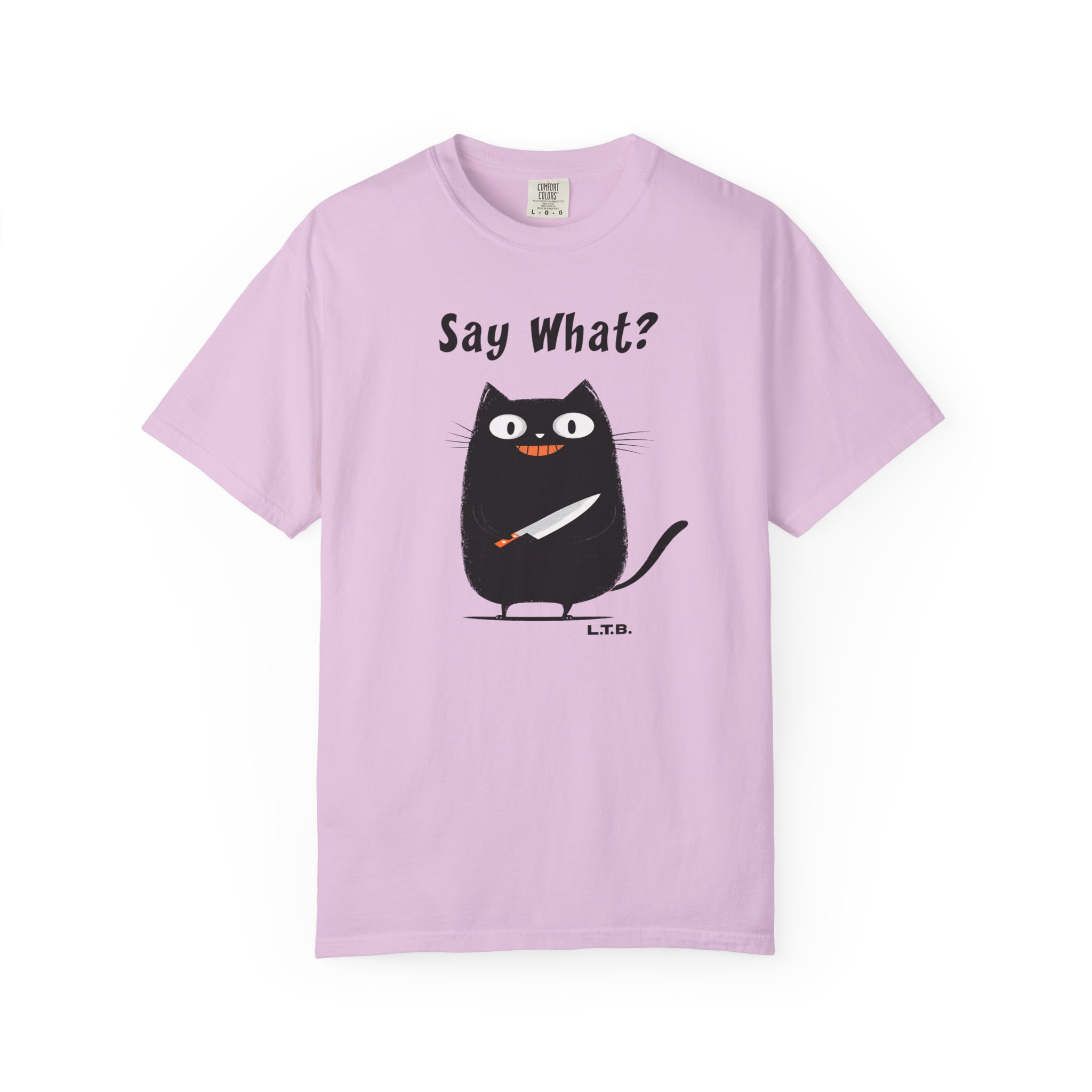 Black Cat with Knife T-Shirt — "Say What?" Funny Halloween Cat Tee - Image 13