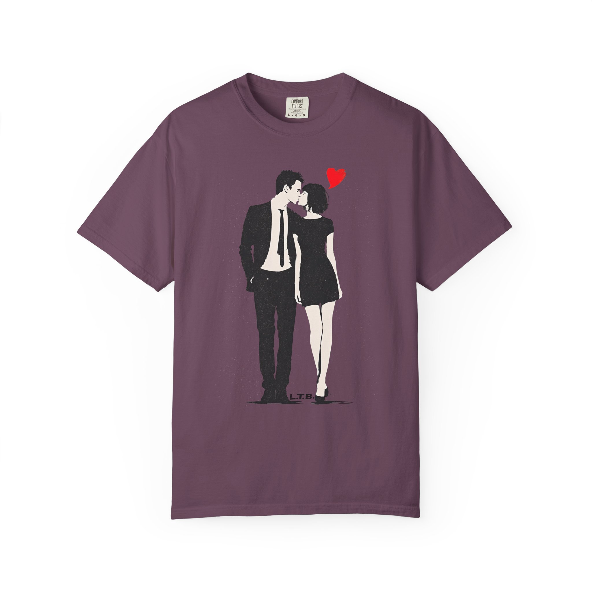 Couple Kiss T-Shirt — Retro Silhouette with Red Heart (Valentine’s Day, Romantic Tee) - Image 13