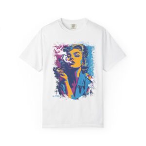 Old Hollywood Smoking Girl Pop Art T-Shirt — Retro Glamour Graphic Tee