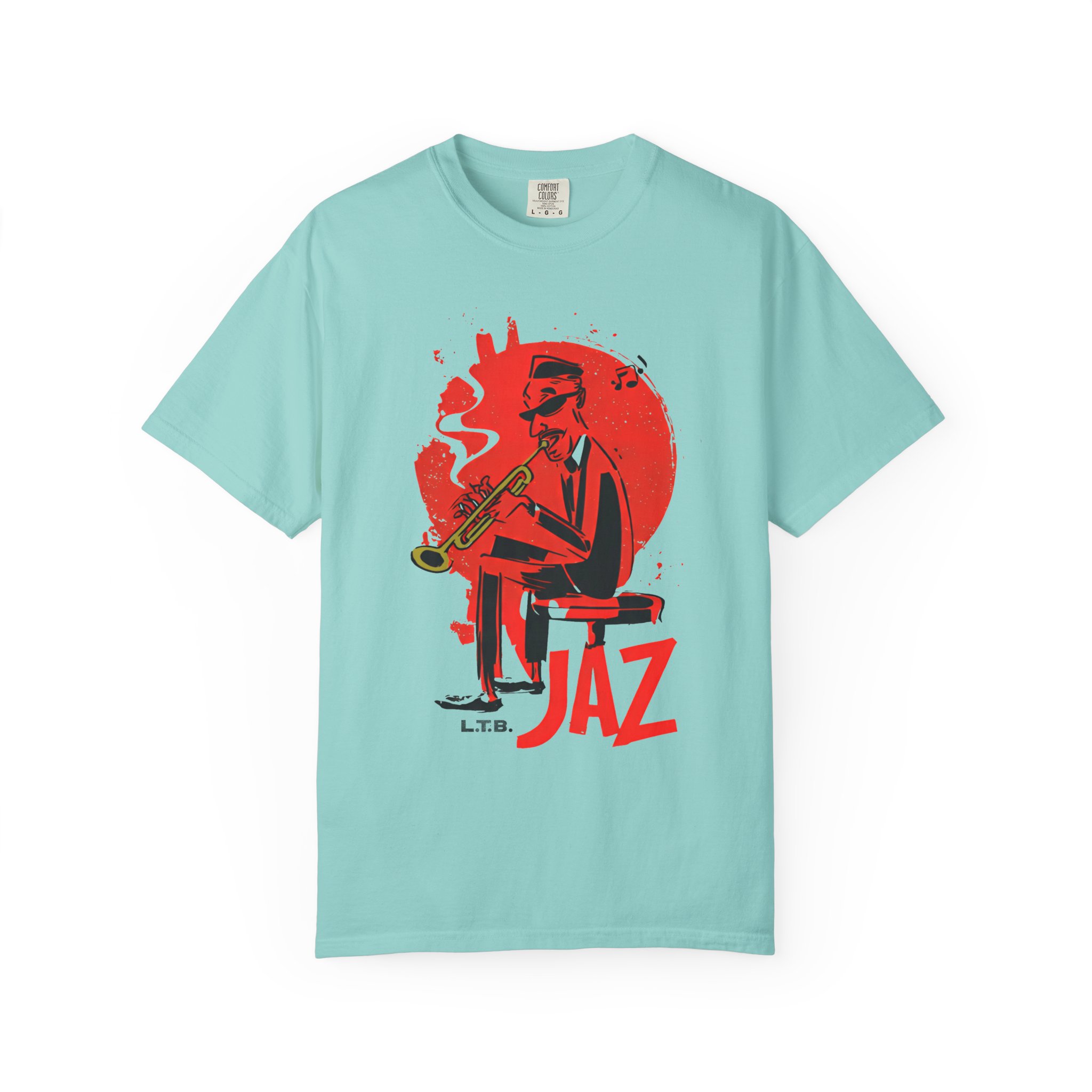 Smoky Jazz Trumpet T-Shirt — Red Circle Modern Music Art Tee - Image 5