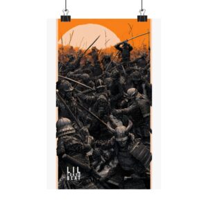 Samurai Army Battle Matte Vertical Poster — Epic Sunset Warrior Wall Art