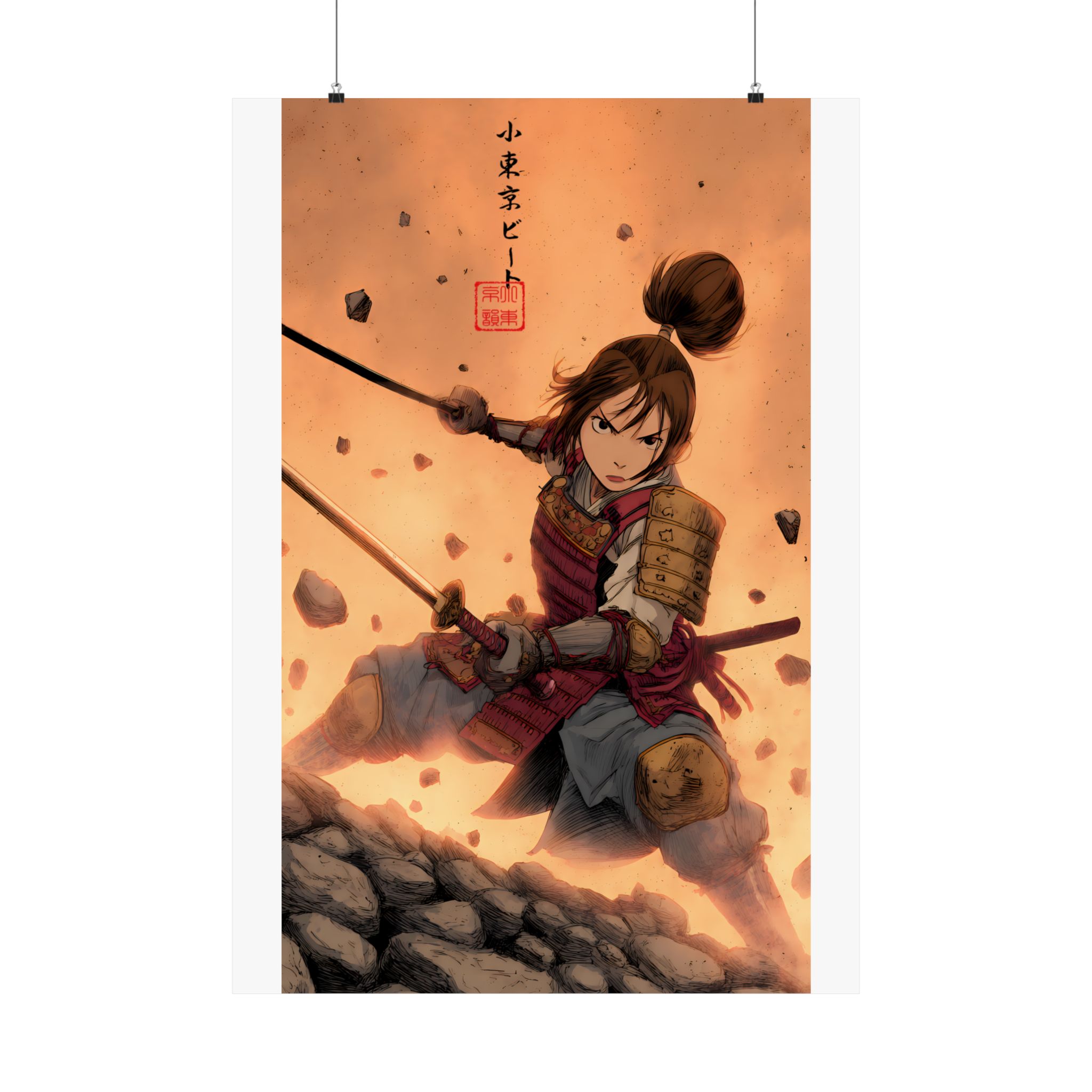 Samurai Girl Battle Matte Poster — Anime Warrior Action Vertical Wall Art - Image 15