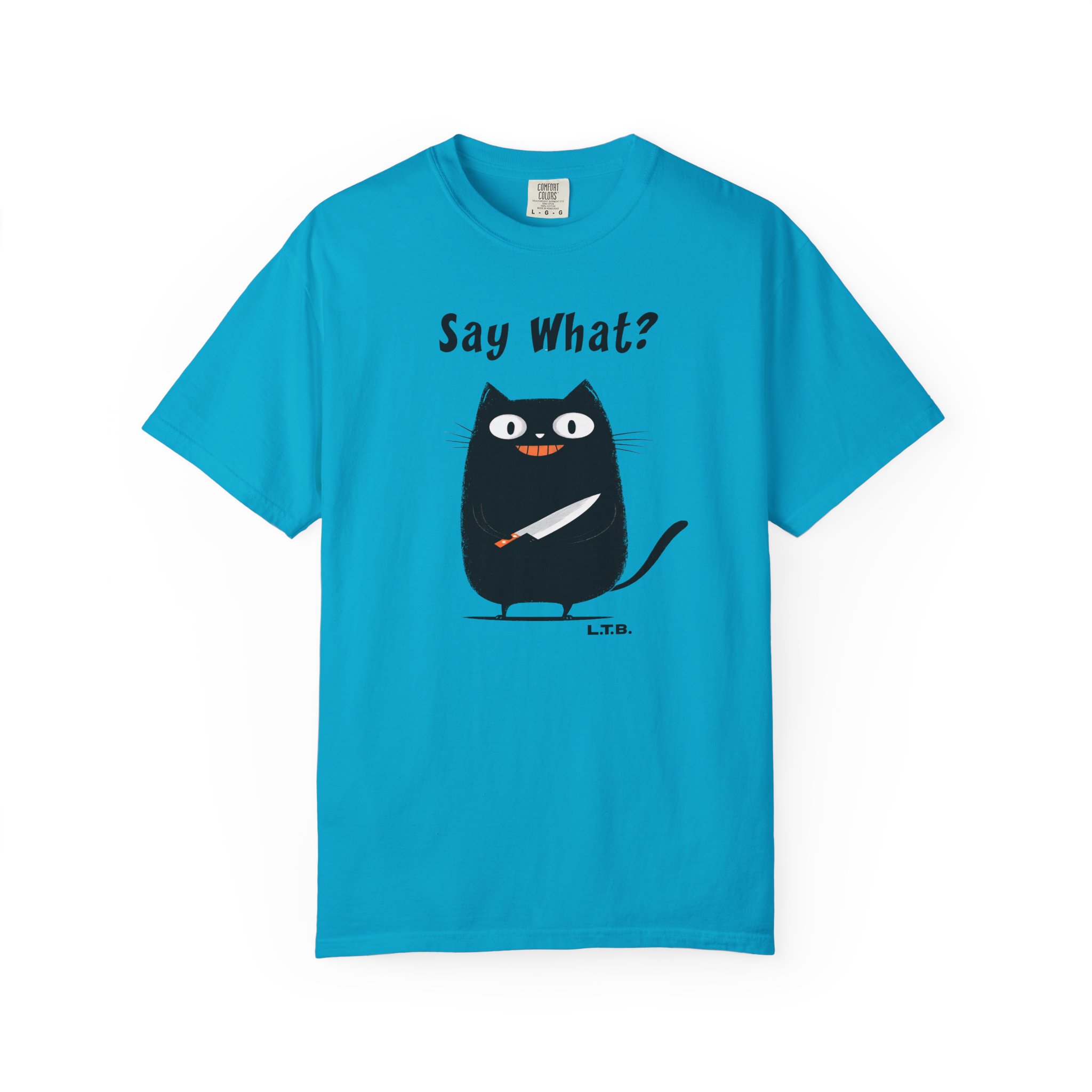 Black Cat with Knife T-Shirt — "Say What?" Funny Halloween Cat Tee - Image 9