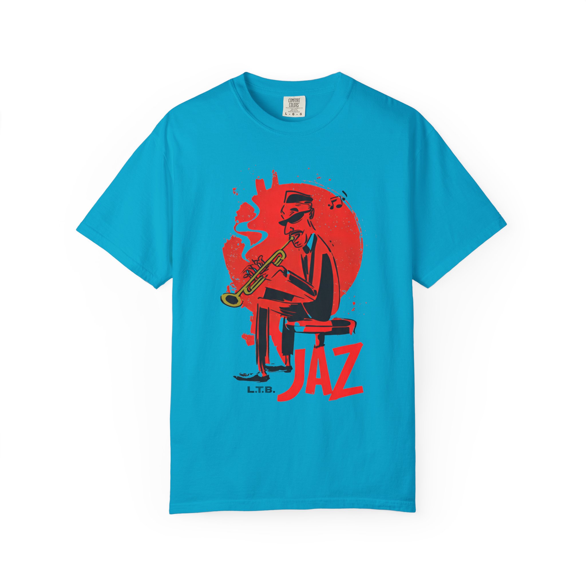 Smoky Jazz Trumpet T-Shirt — Red Circle Modern Music Art Tee - Image 9