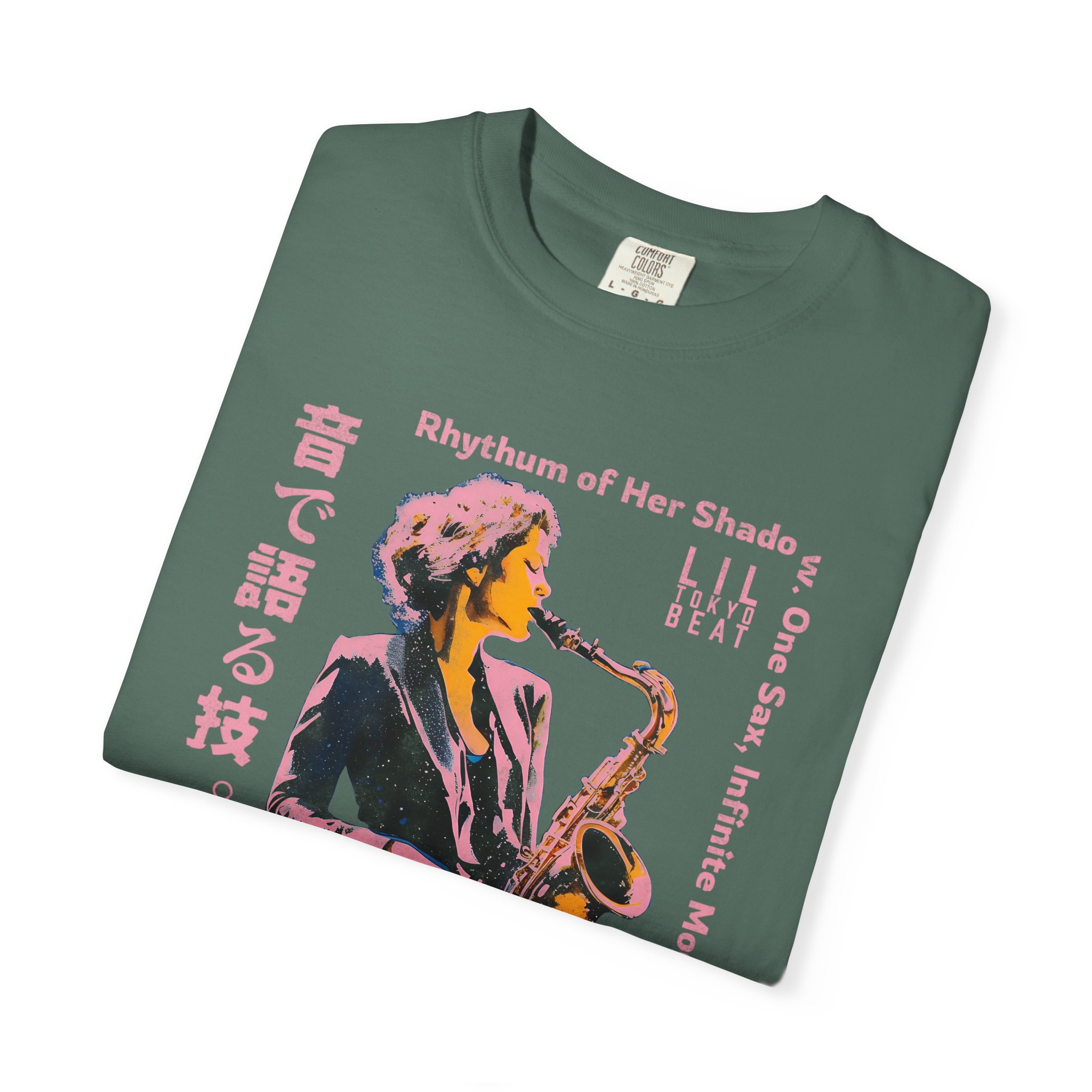 Saxophone Graphic Tee, Unisex Jazz T-shirt, Tokyo Urban Music Shirt, Japanese Design Top, Garment-Dyed Cotton Clothing, t0 - Image 15