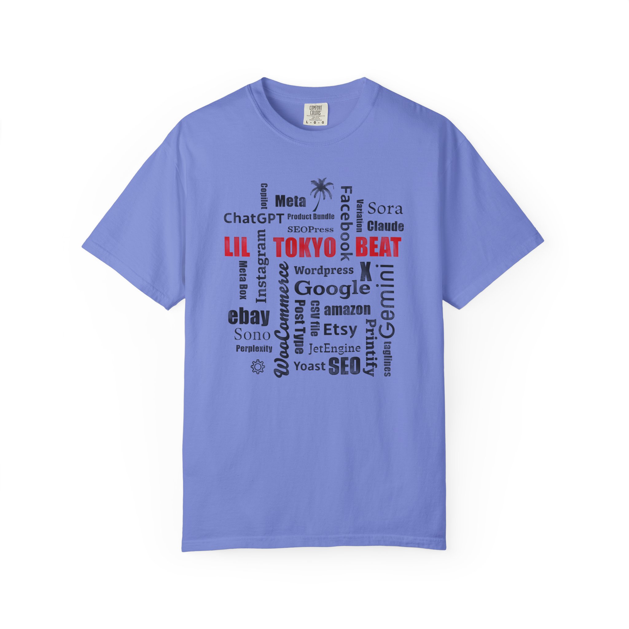 Tokyo Beat Word Cloud T-Shirt — Tech & SEO Graphic Tee, Letter Black