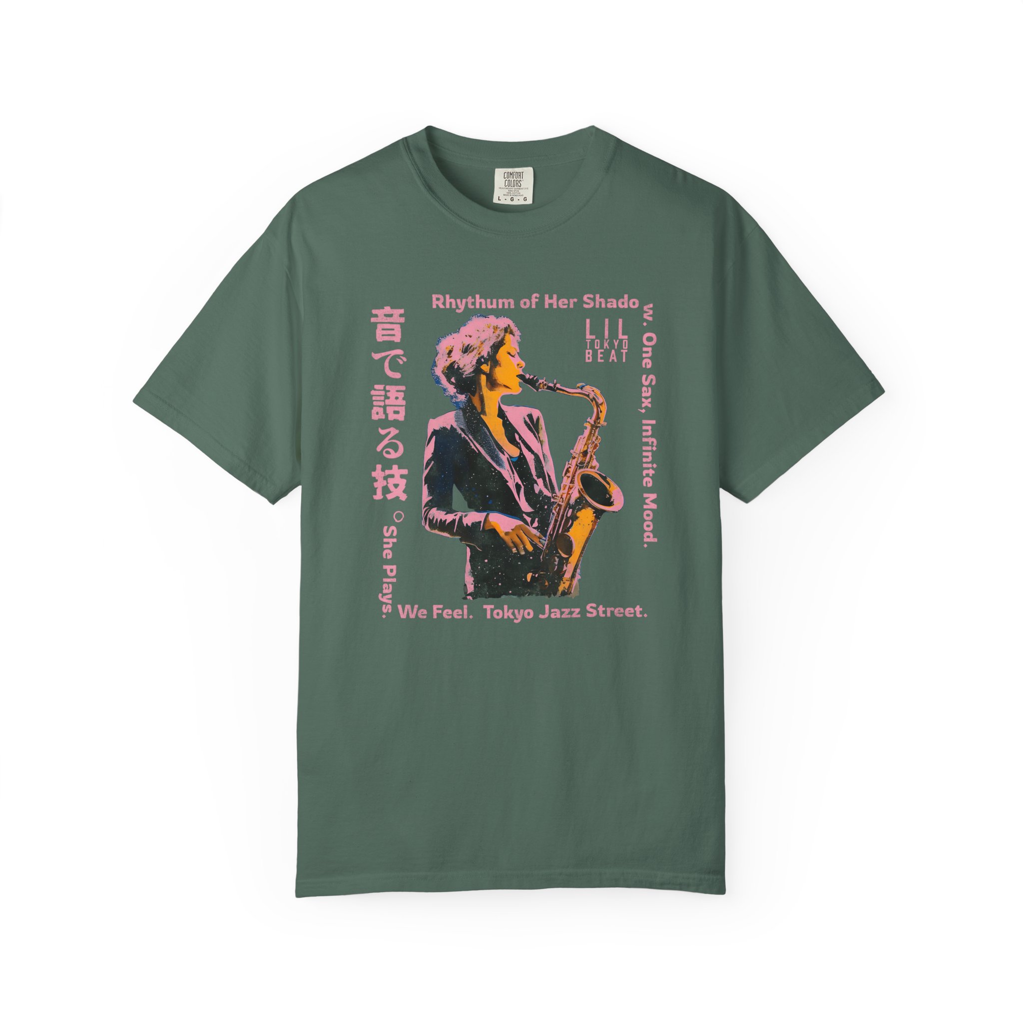 Saxophone Graphic Tee, Unisex Jazz T-shirt, Tokyo Urban Music Shirt, Japanese Design Top, Garment-Dyed Cotton Clothing, t0 - Image 13