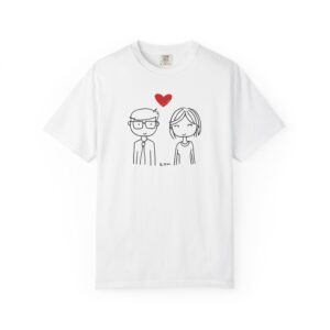 Minimal Couple Heart T-Shirt | Cute Line Art Love Valentine Tee