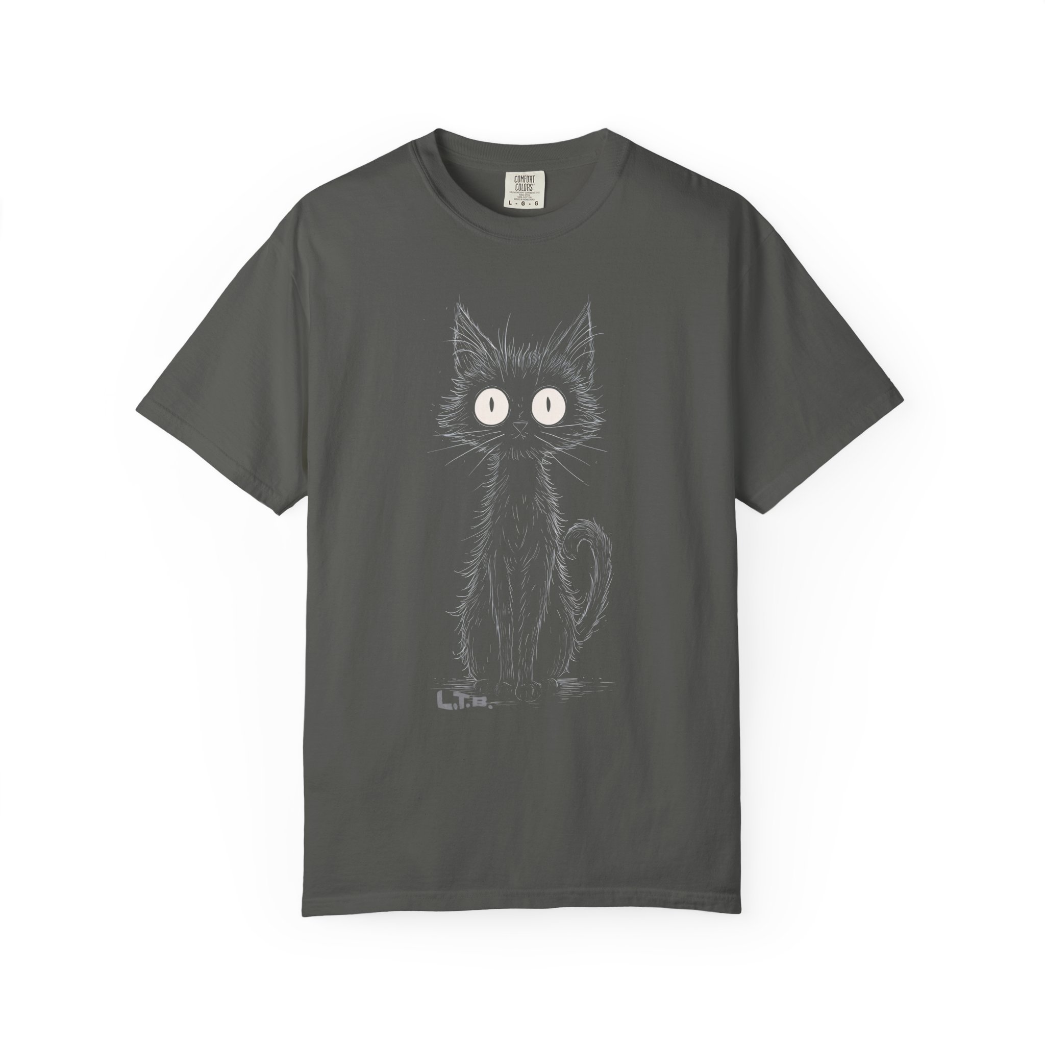 Cat Sketch T-Shirt — Cute Wide-Eyed Kitty Graphic Tee - Image 5